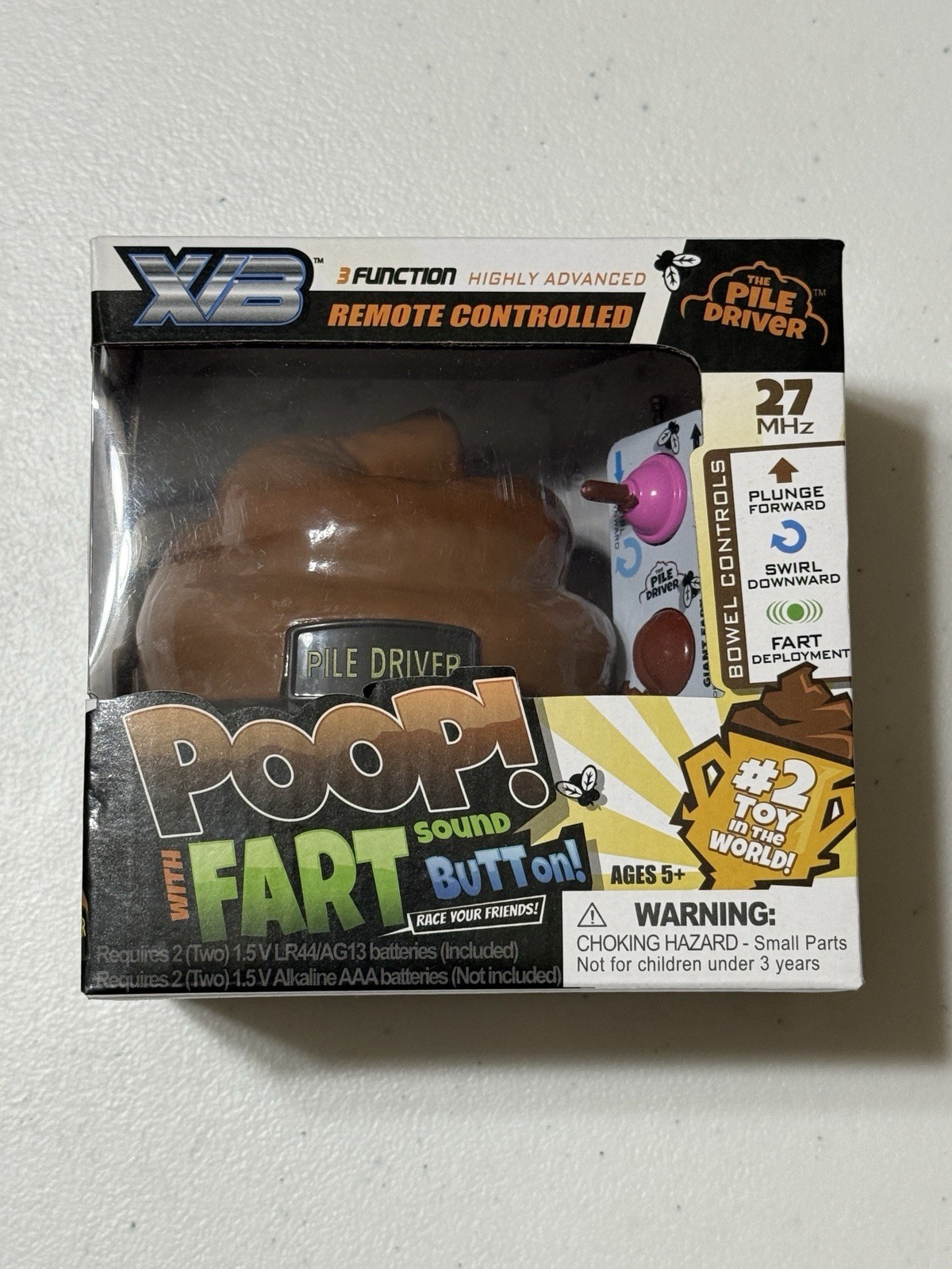 The Pile Driver Remote Control Poop Toy Fart Sound Button Spins Funny Gift 27MHz