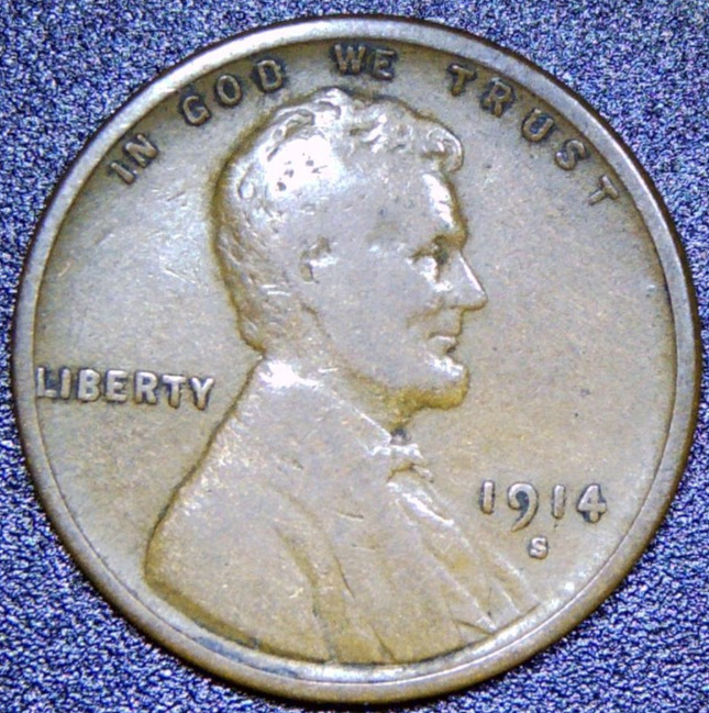 1914 S Lincoln Cent Mid Grade F/VF Wheat Penny Better Date NICE COIN! RC11