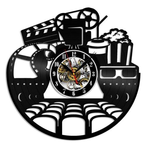 Movie Theatre Cinema Vinyl Wall Clock Art Home Décor Best Gift Birthday Holiday