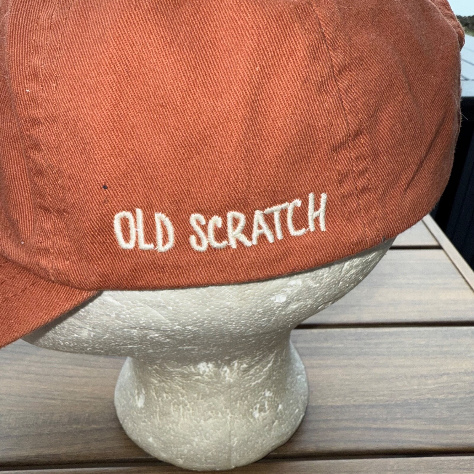 OSP-Old Scratch Pizza white on Rusty Orange Cotton Hat Cap Strap Buckle