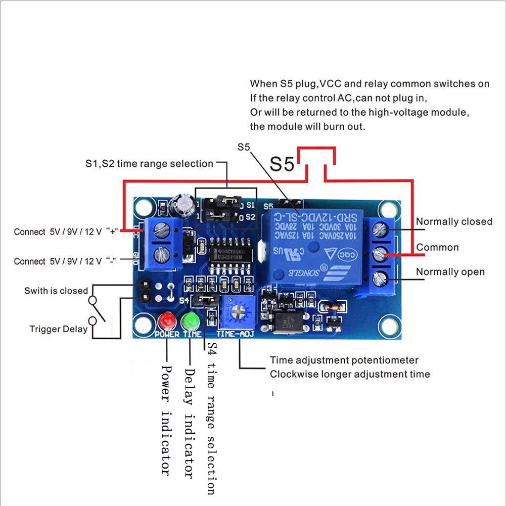 2PCS DC 12v Delay Relay Switch Turn On Off Module with Time Timer...