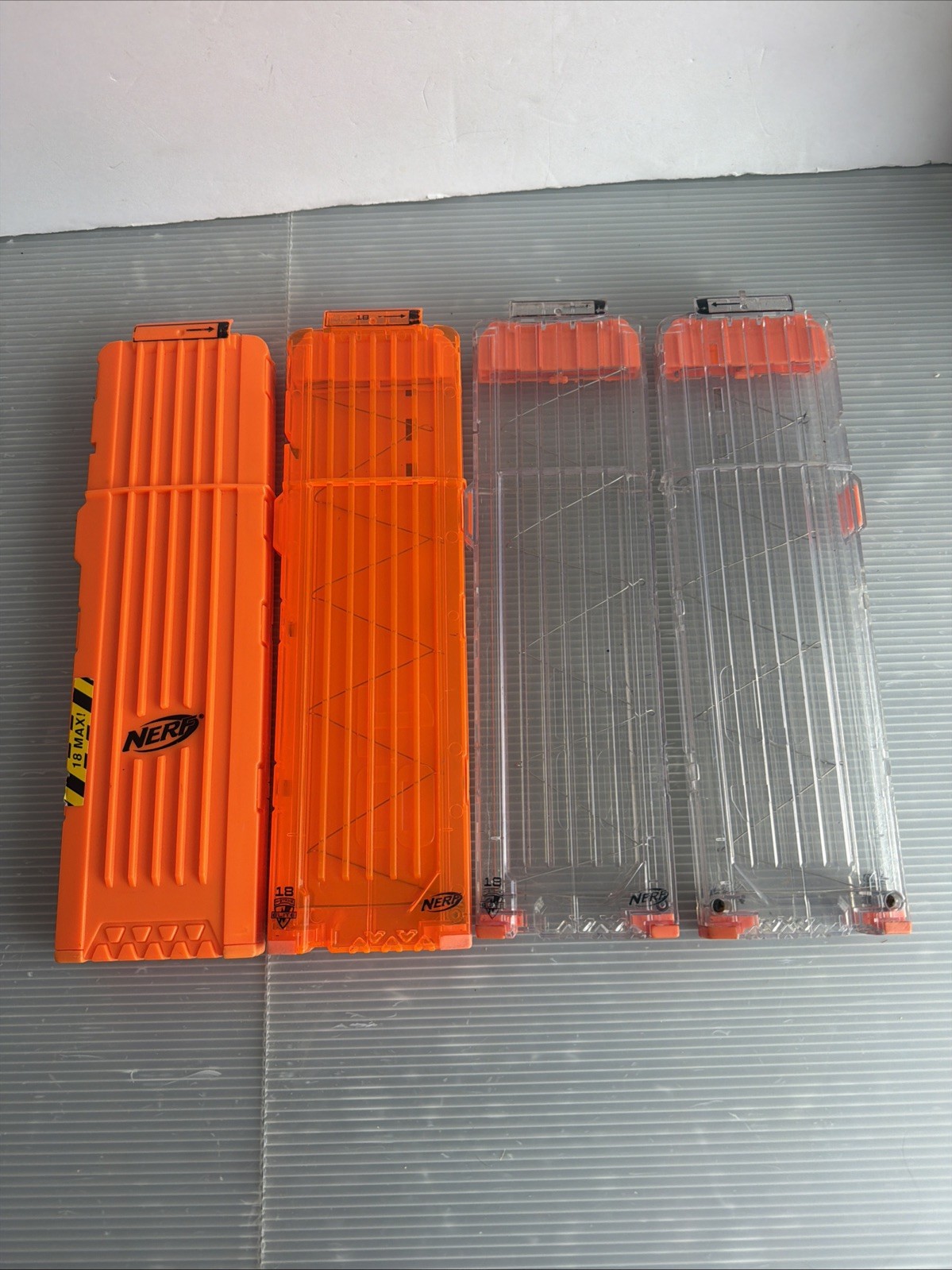 NERF Lot of 4 18 Round Soft Dart Clips Orange Clear N-Strike Elite Ammo Clip