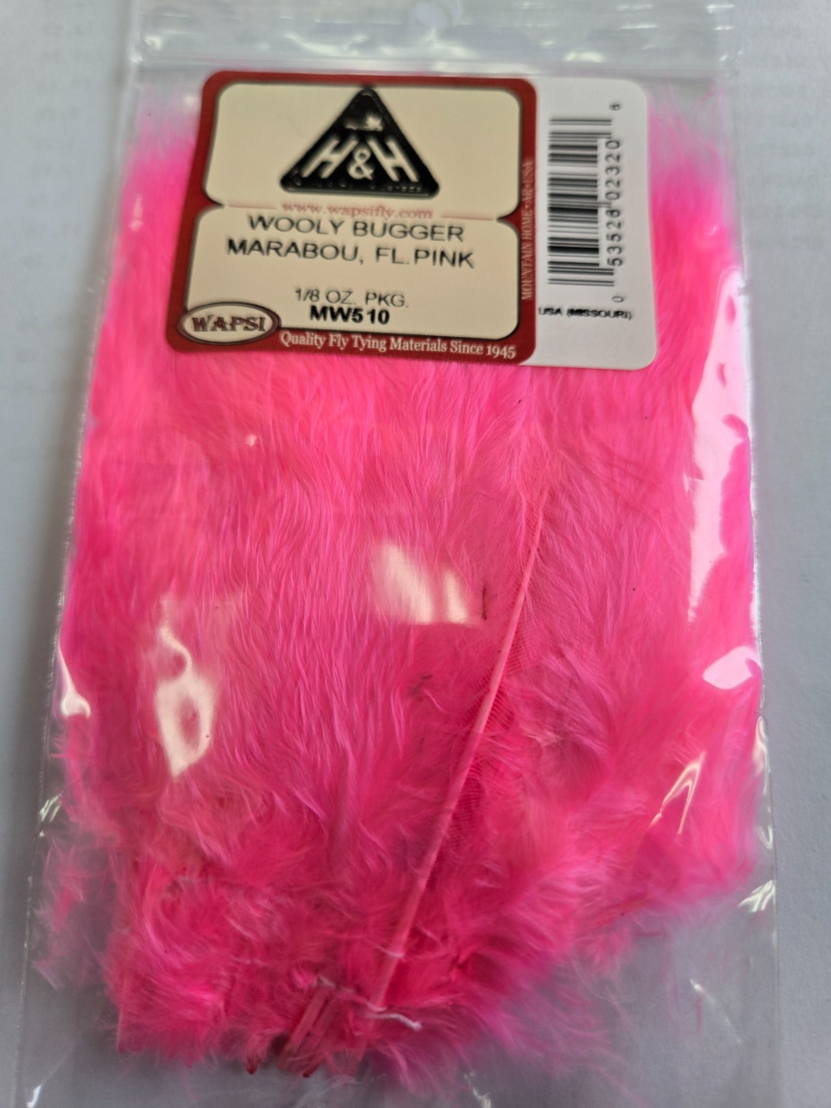 Wapsi 1/8oz " Marabou "  4"long  Color: Fl. Pink   WOOLY BUGGER Feathers