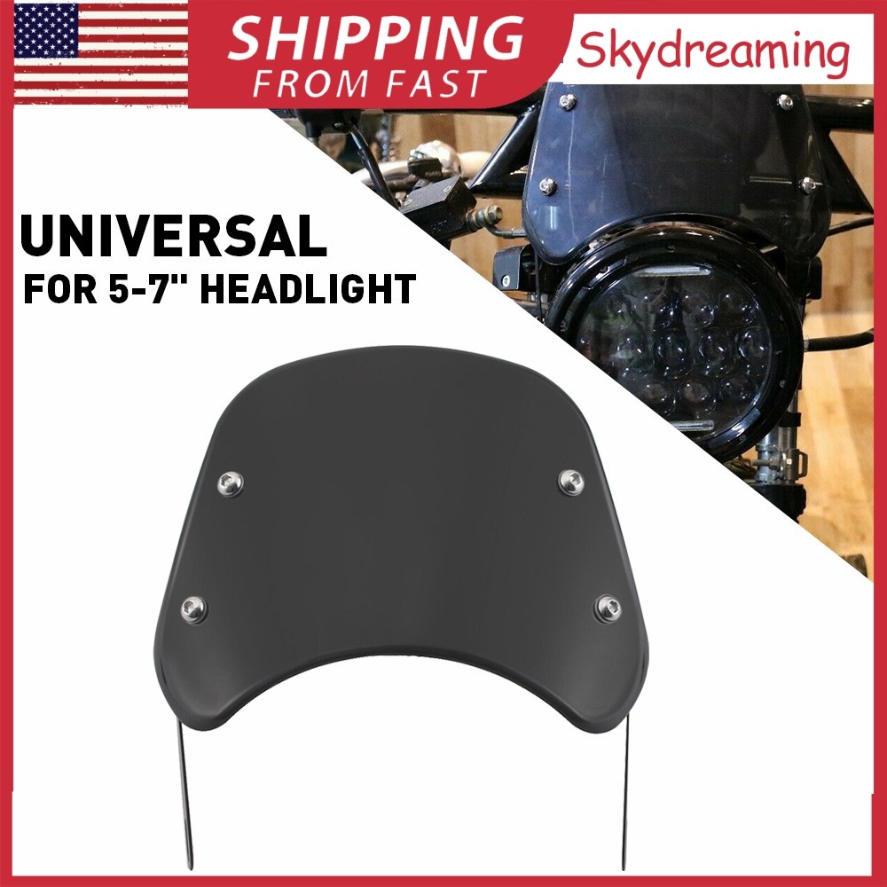 5"-7" Round Headlight Motorcycle Smoke Windshield Windscreen For Universal Honda