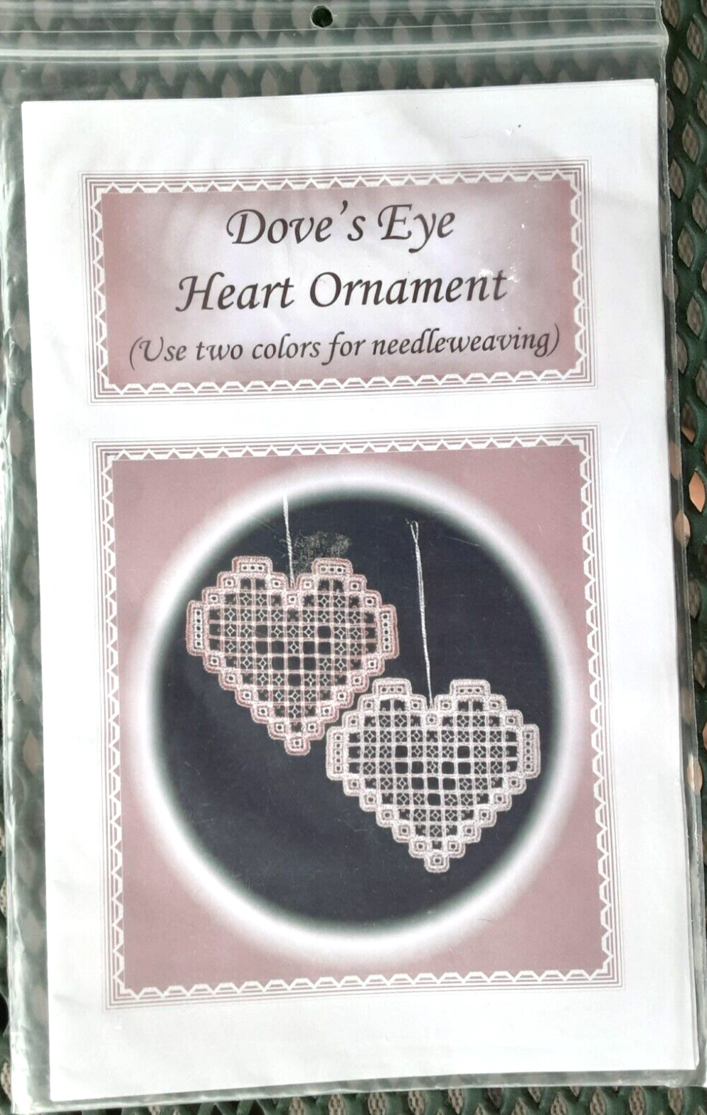 Dove's Eye Heart Ornament Needleweaving Pattern Sewing Craft Project (H)