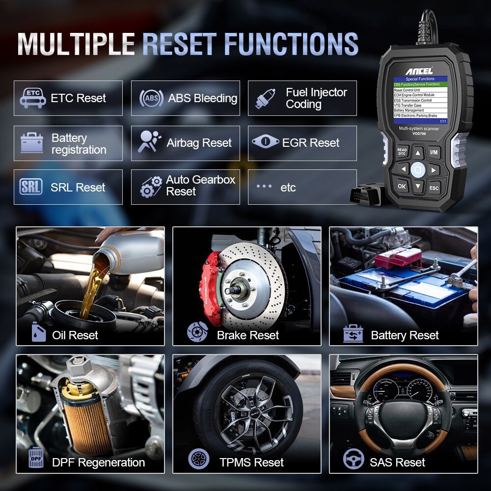 ANCEL VOD700 All System OBD2 Scanner Fits for Volvo Car Code Reader Diagnostic