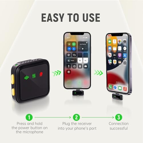 Wireless Lavalier Microphone T40 for iPhone/Android with Intelligent black