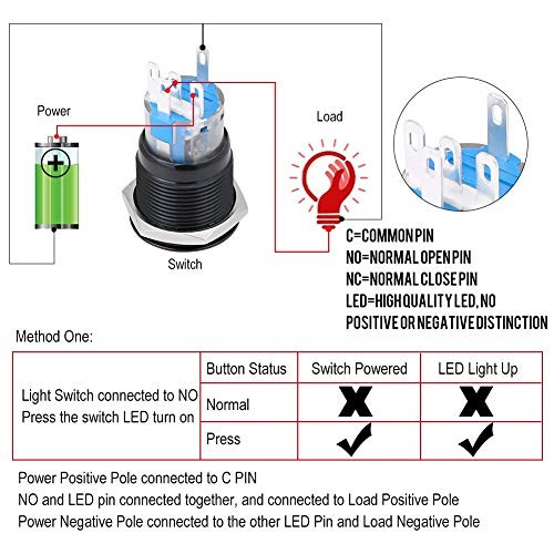 Car Engine Start Switch, 2 Colors Universal 12V White LED Car Engine Start