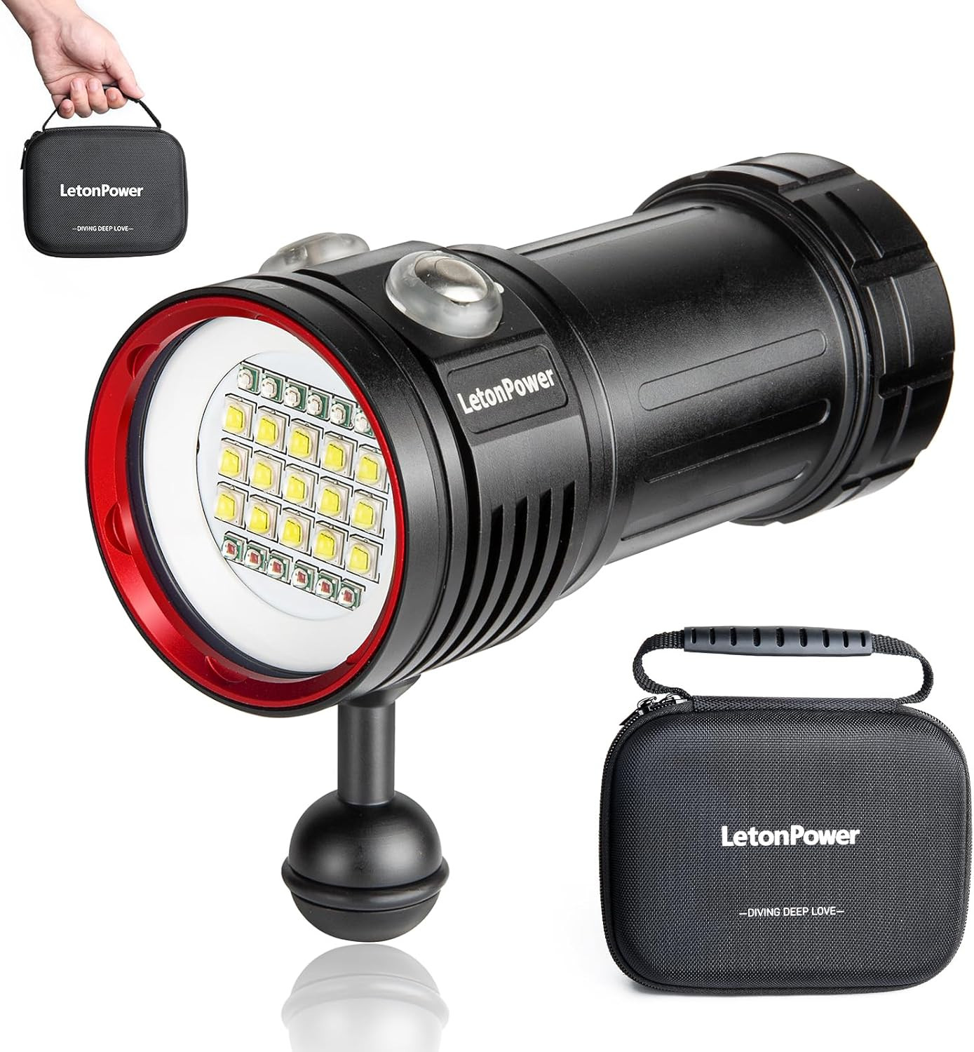 L15 10000 Lumens Underwater Video Light - 100M (330Ft) Waterproof Dive Video Lig