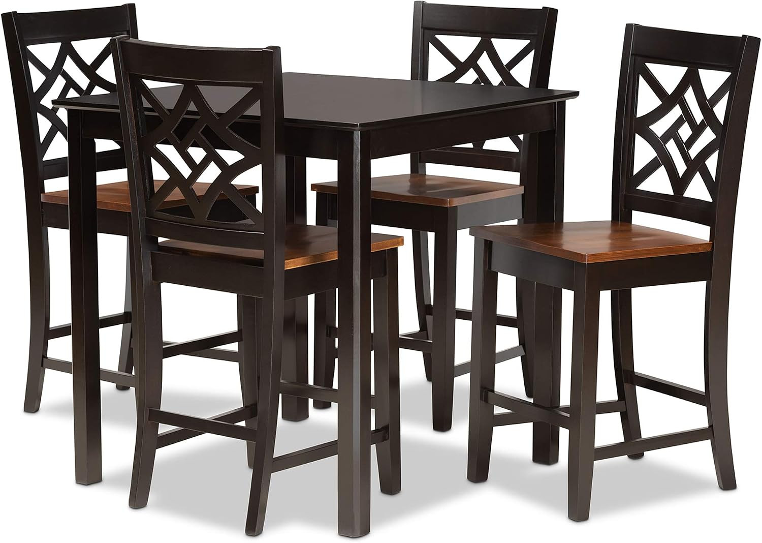 Nicolette Pub Set - Two-Tone Dark Brown and Walnut Brown Finished Wood 5-Piece S