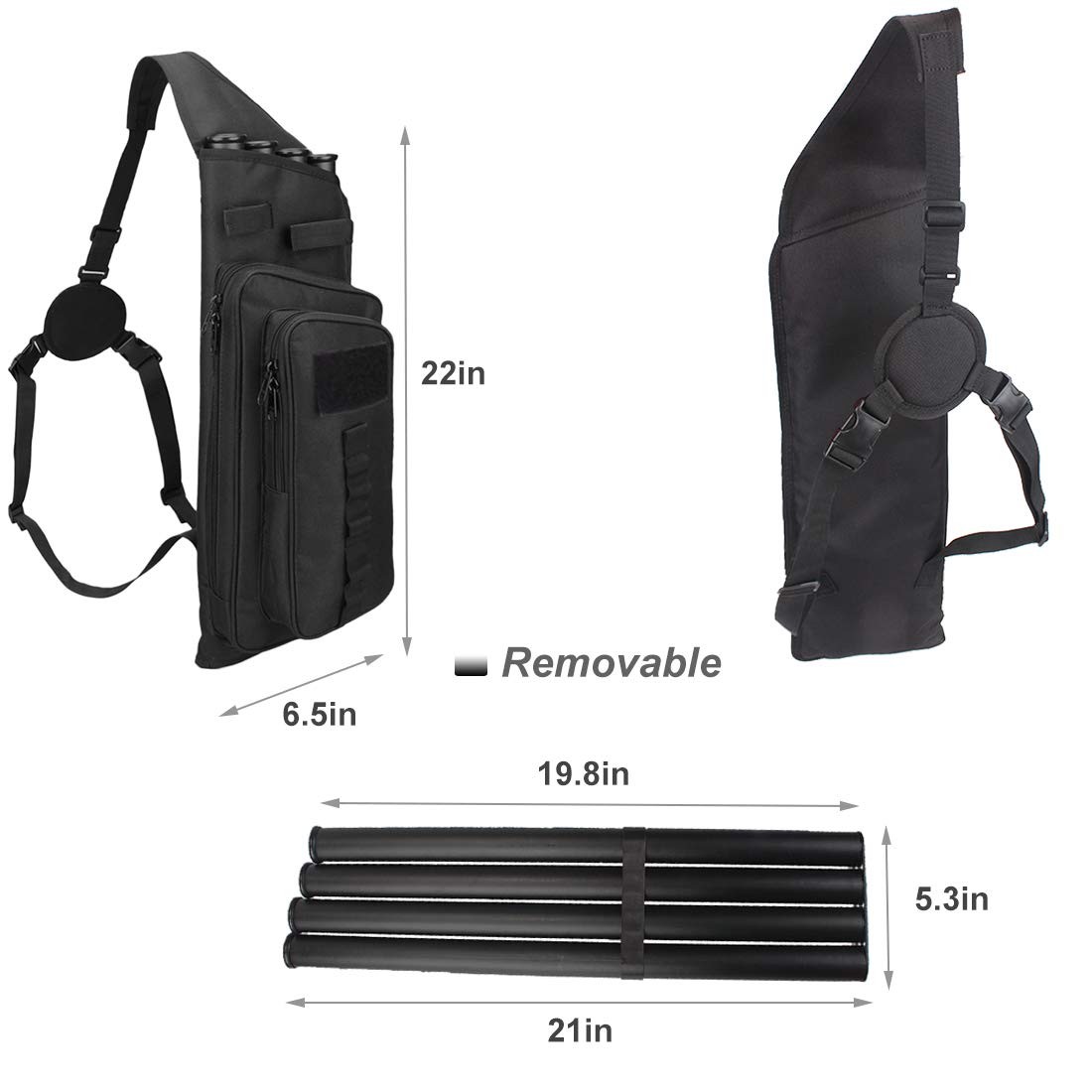 Krayney Multi-function 4-Tubes Back Arrow Quiver Shoulder Hanged Target Black