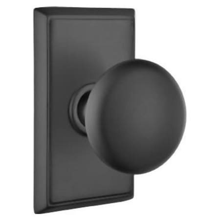 Emtek 8121PUS19 Flat Black Providence Door Knob Set with Rectangular Rose