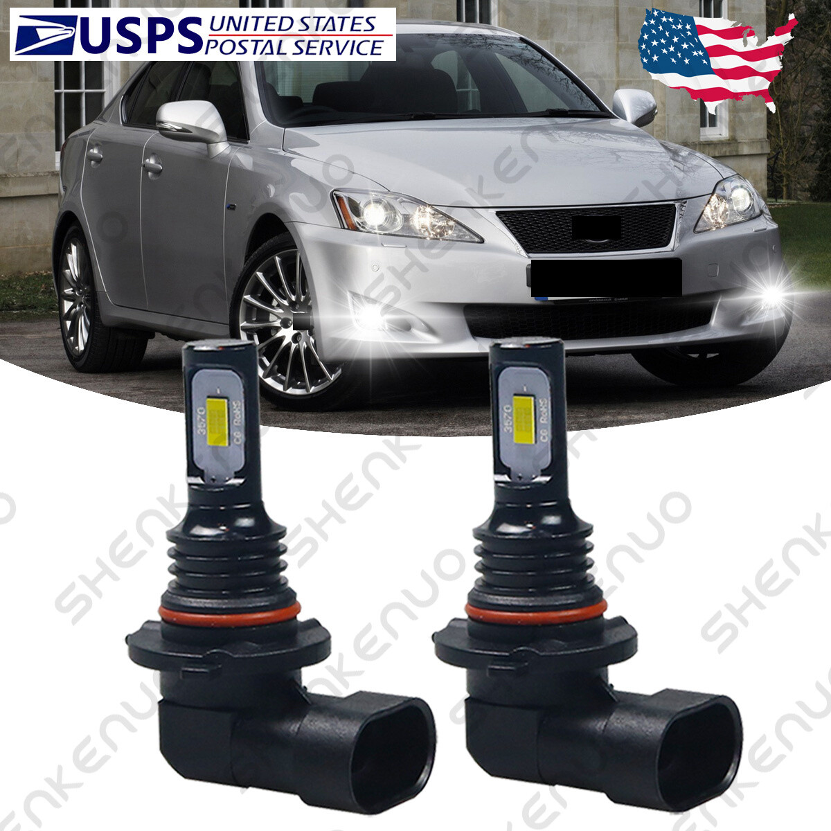 For Lexus IS250 ES350 LS460 RX350 White Projector Lens LED Fog Light Bulbs HKB