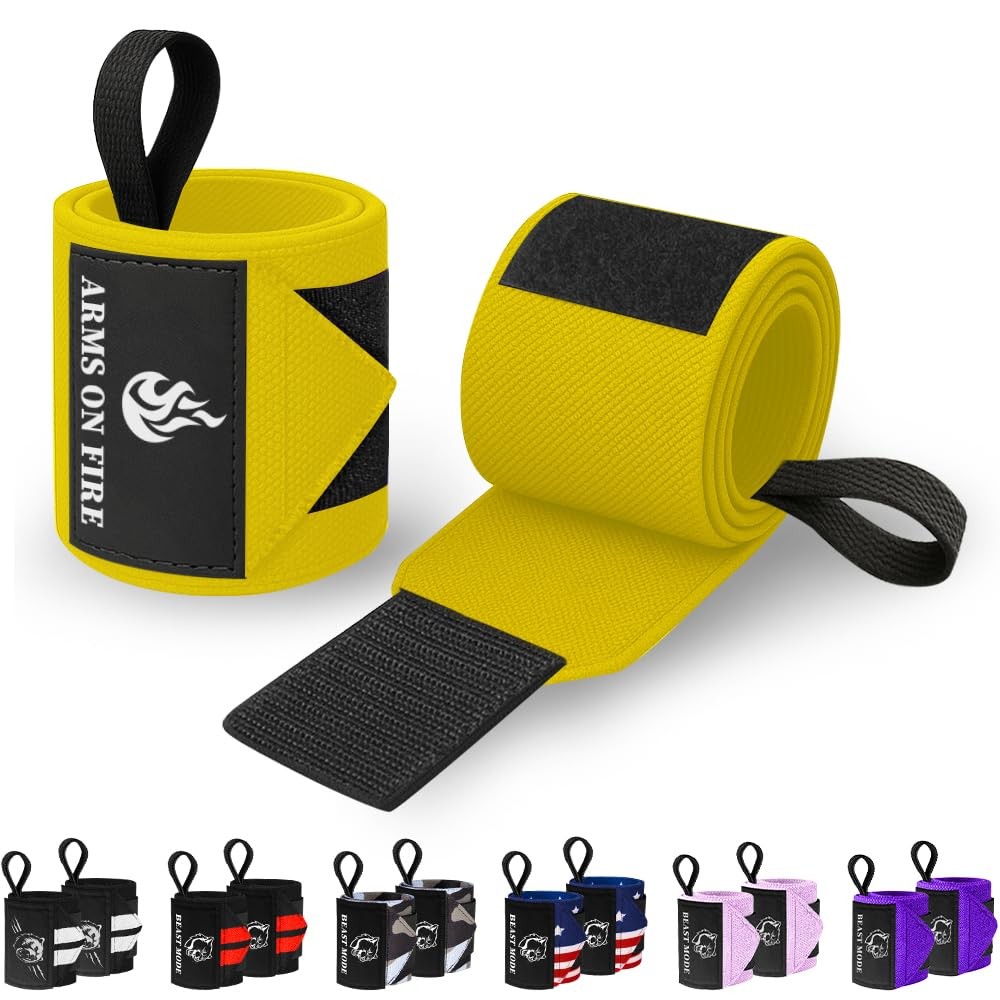 Weightlifting Wrist Wraps with Thumb Loop  18" HeavyDuty Support for