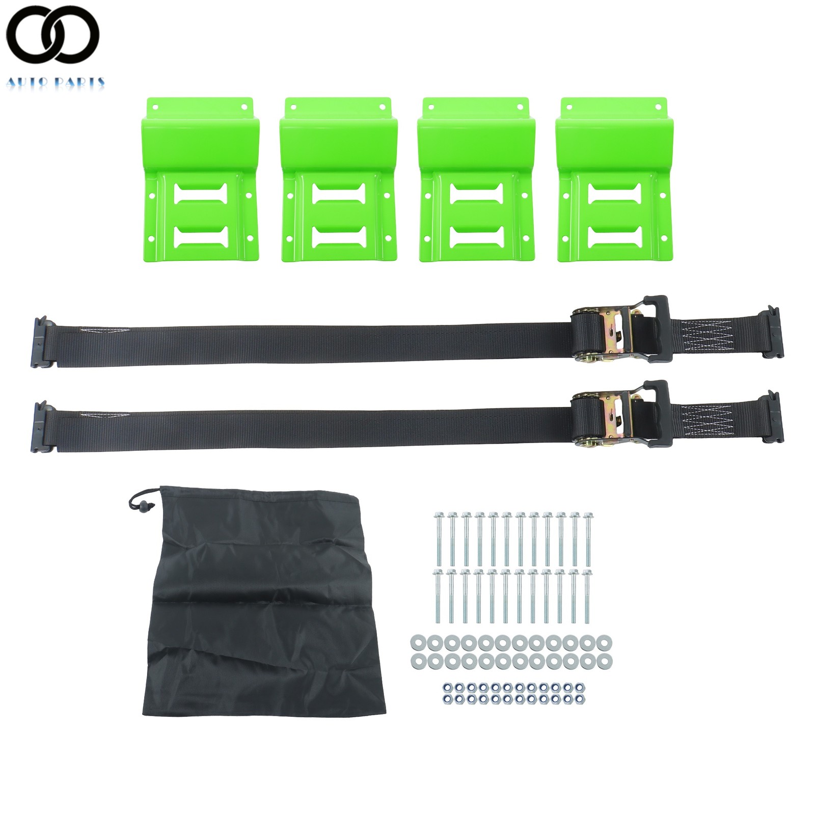 For ATV UTV 8' Black Ratchet Straps E Track System Trailer Tire With Wheel Chock