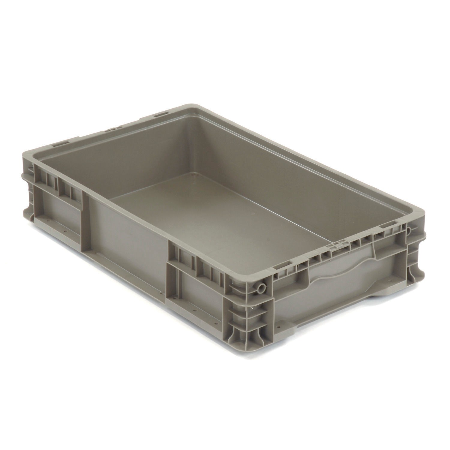 Global Industrial Stackable Solid Straight Wall Container 24"Lx15"Wx5"H Gray