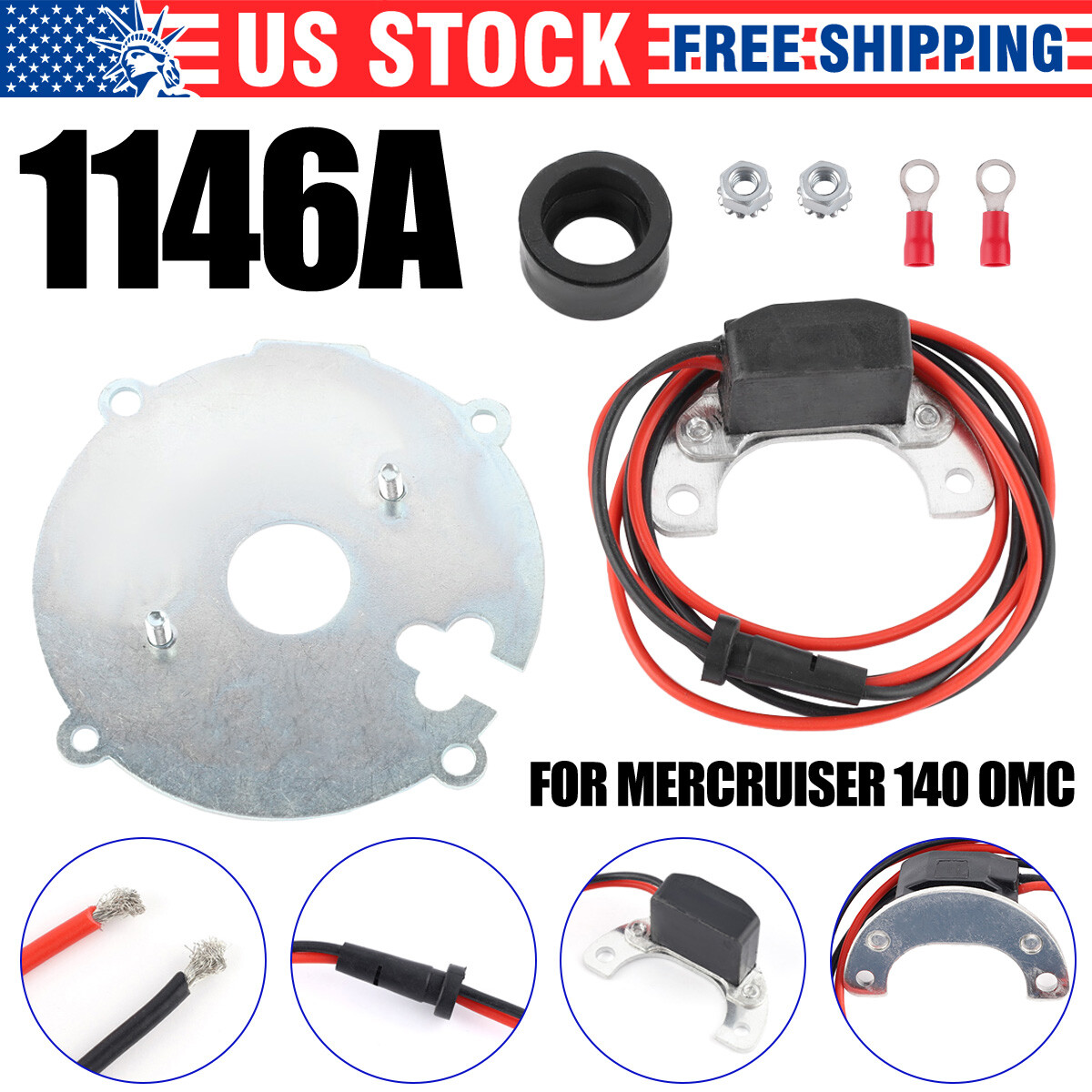 #1146A New Ignitor Ignition Kit For Delco 4Cyl Distributor Mercruiser 140 -OMC *