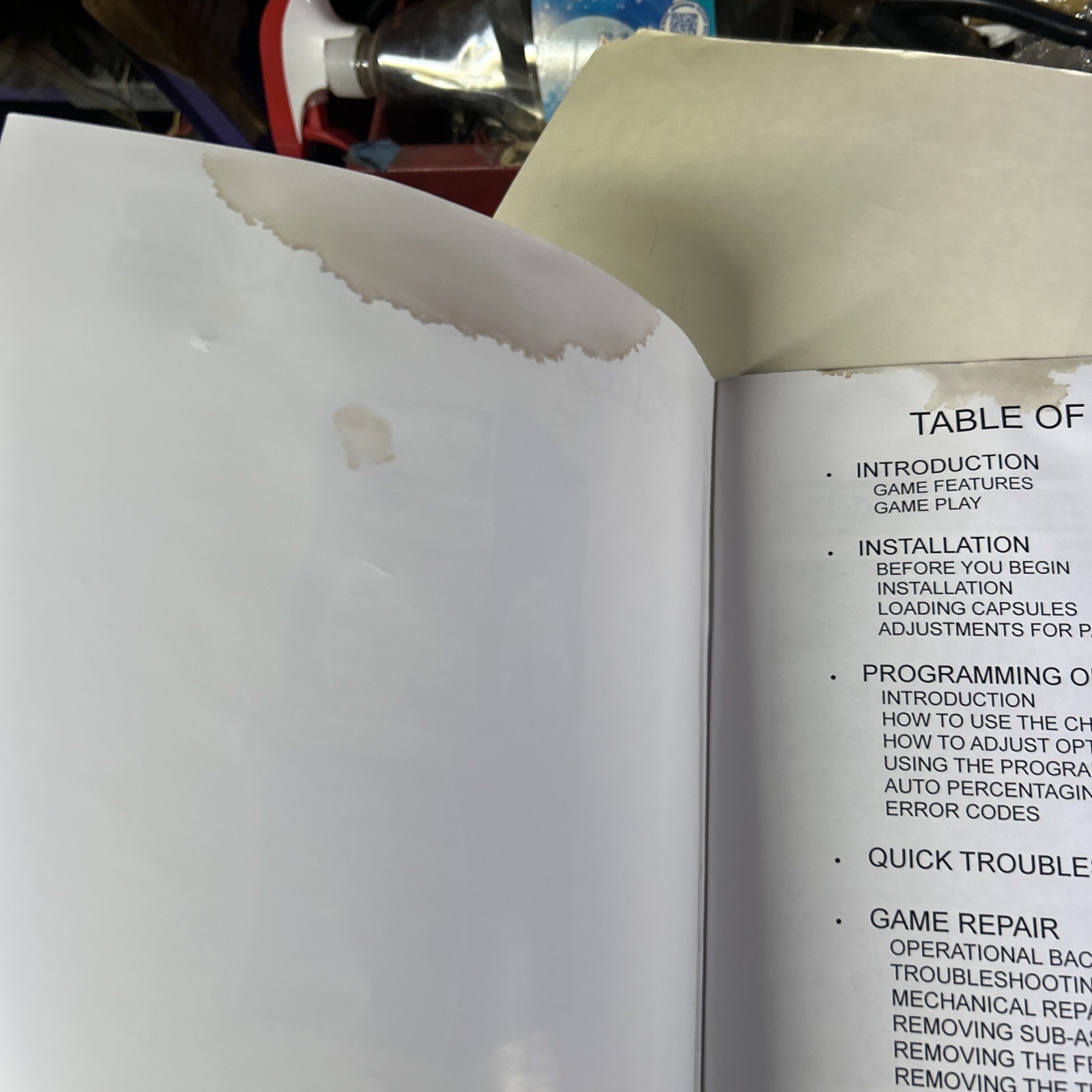 original PIXY PRIZE ICE arcade game manual