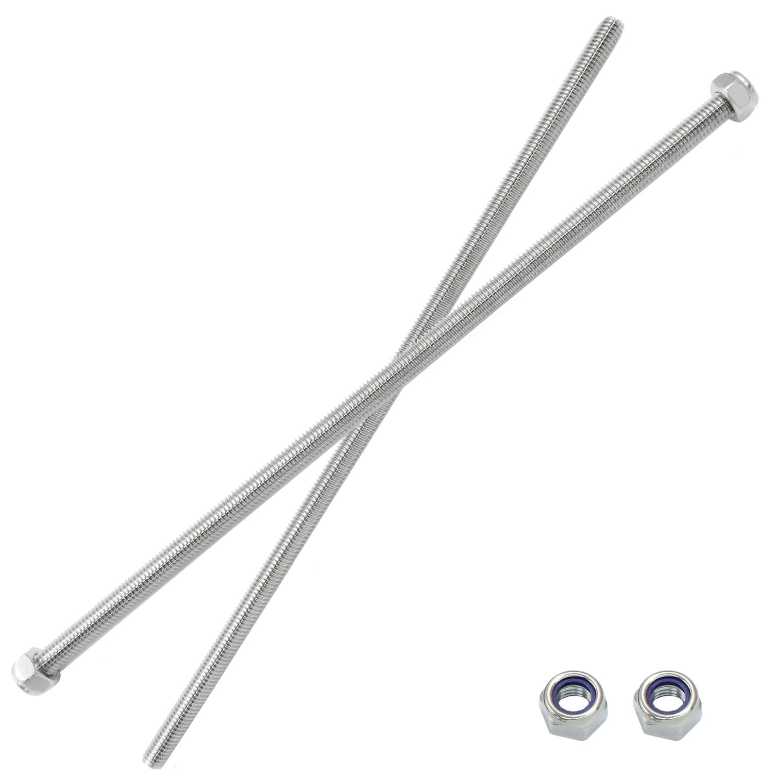 2 PCS M6 x 250mm Threaded Rod Stainless Steel Long Studs Fully Right Hand