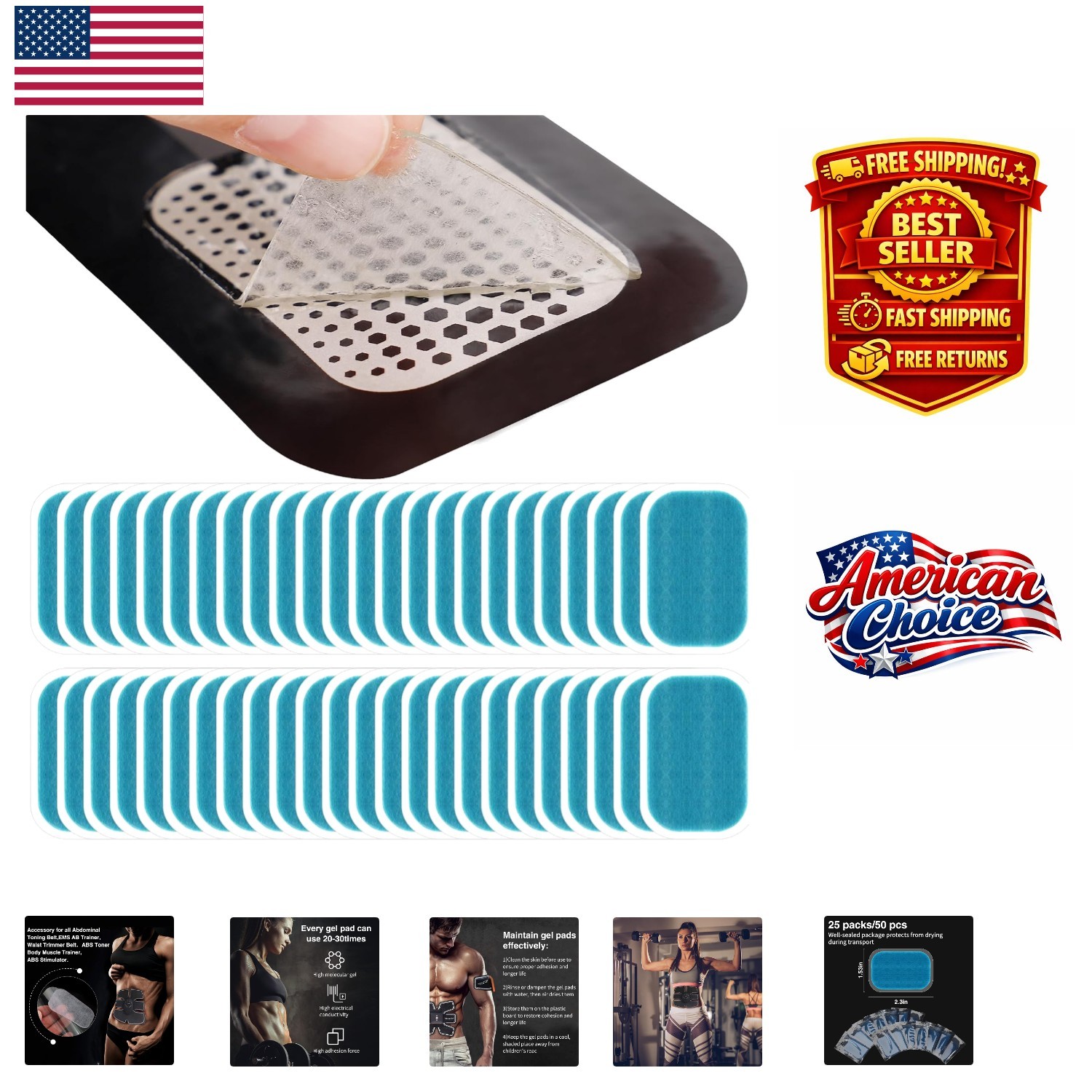 High-Quality 50/80 Pcs Gel Pads for Abs Trainer - Muscle Enhancer Essentials