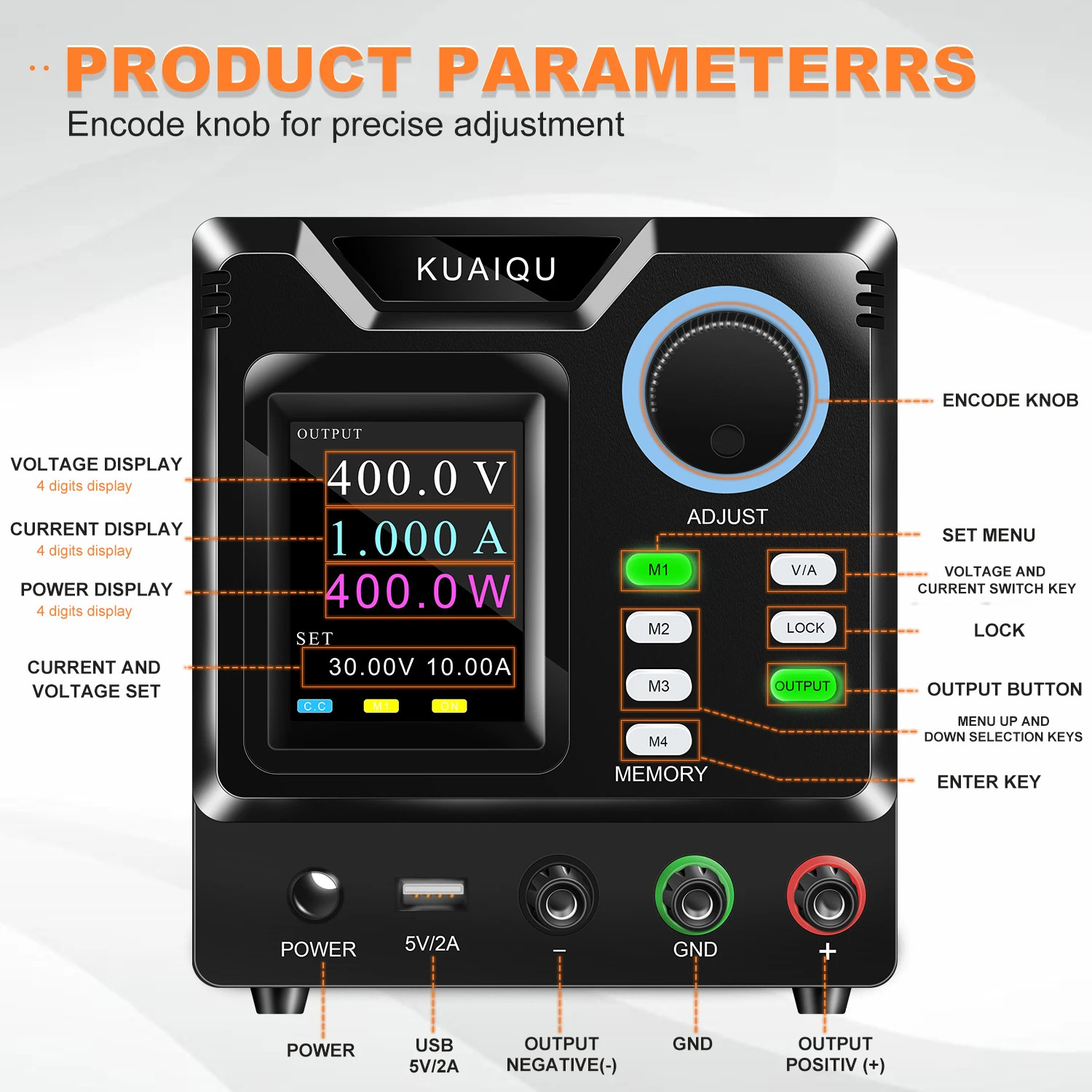 400V 1A 30V10A Programmable Adjustable DC Power Supply With RS-232 Interface