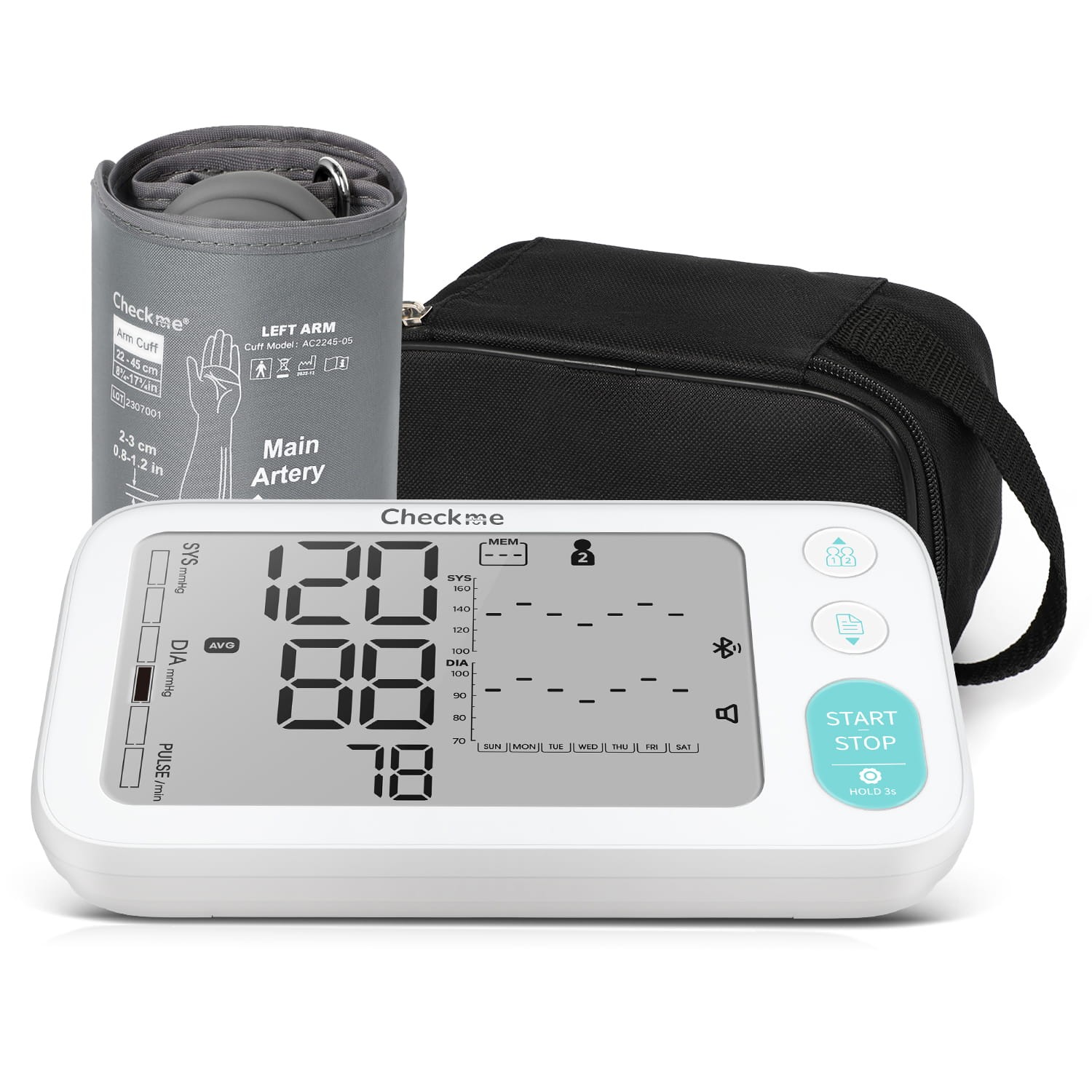 Automatic Blood Pressure Monitor Large Cuff WHO BP Level Weekly Trends, Free App