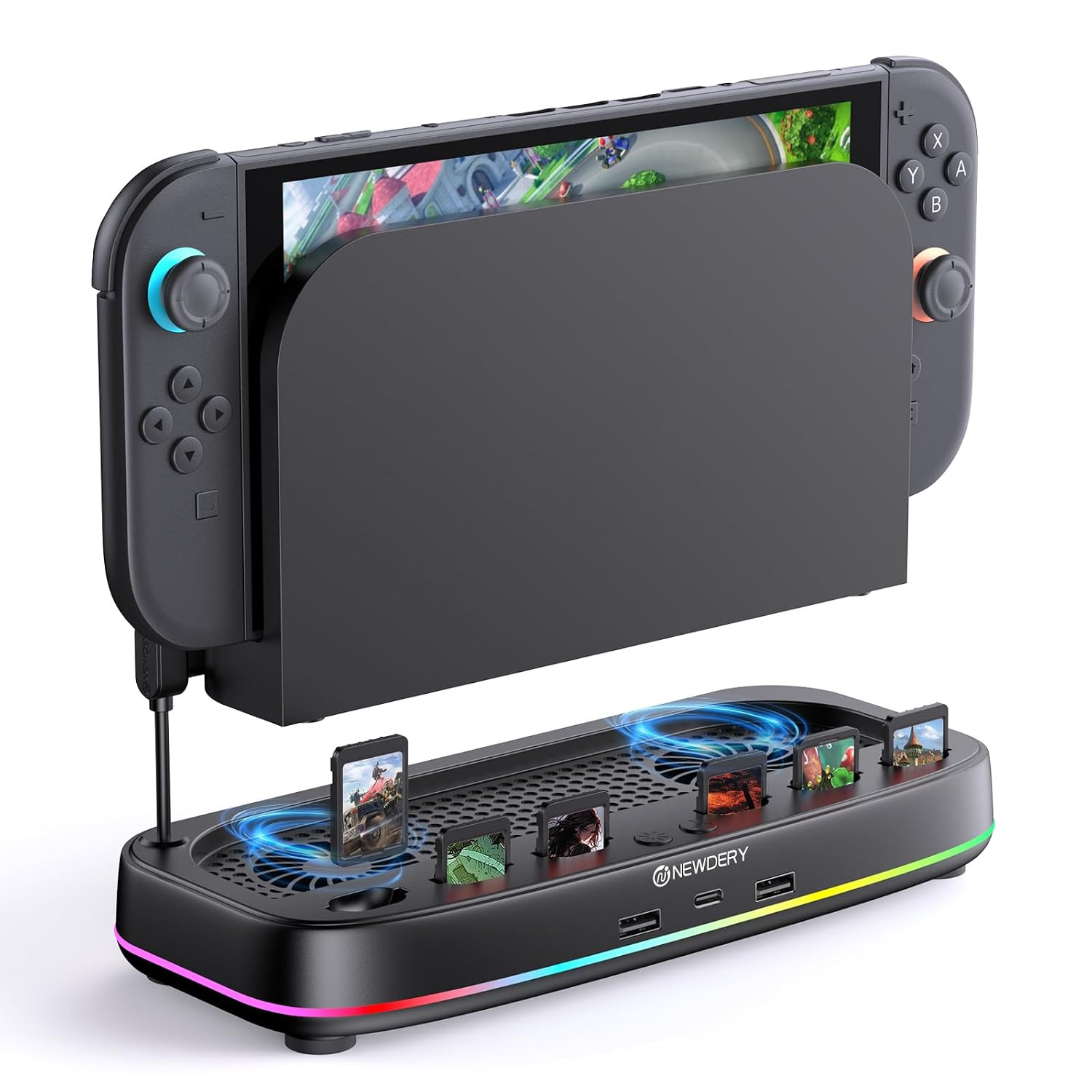 RGB Cooling Dock for Nintendo Switch 2 Dual Fan 3-Speed USB Expansion