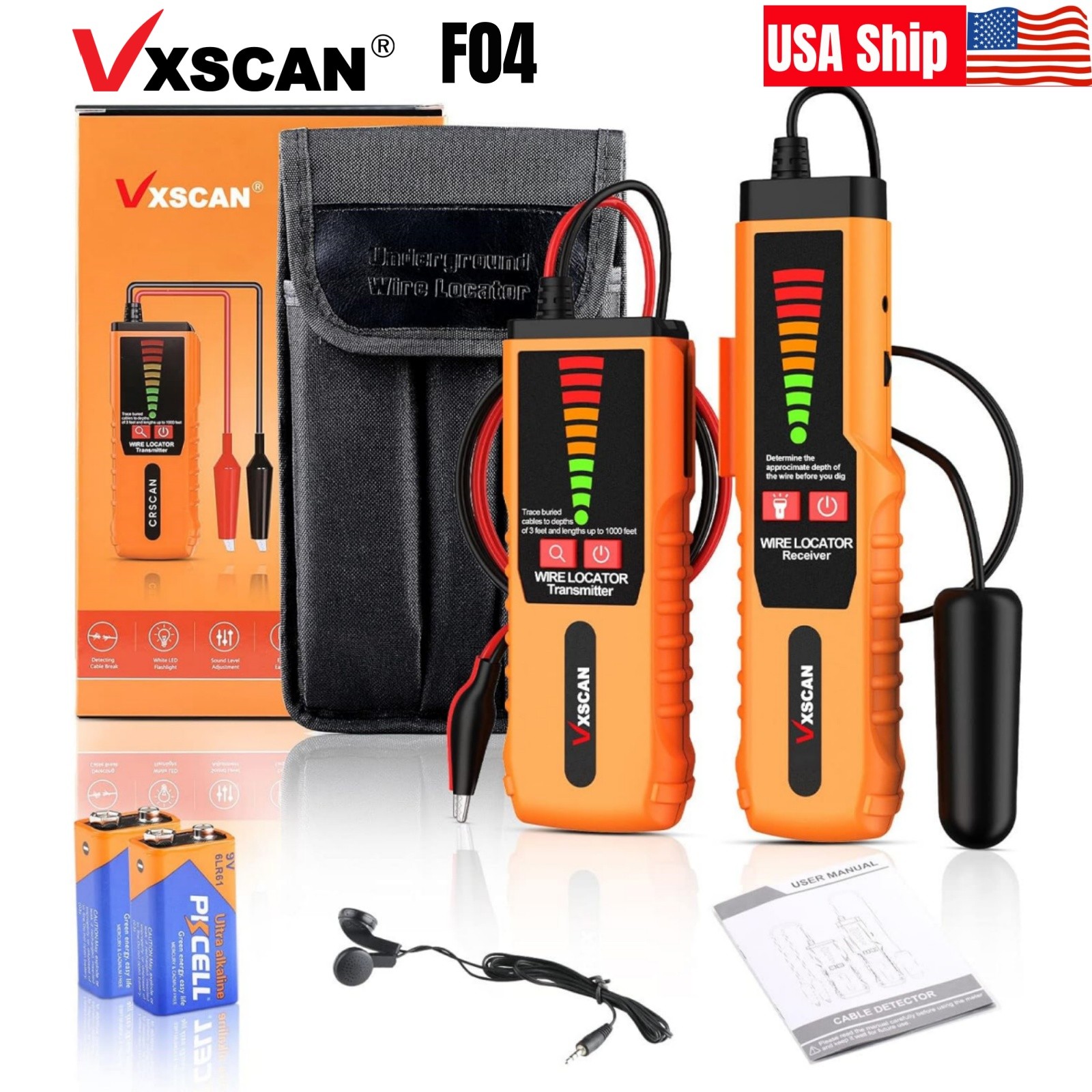 F04 Underground Cable Tracker Wire Cable Non-Destructive Locator Tracker Tester