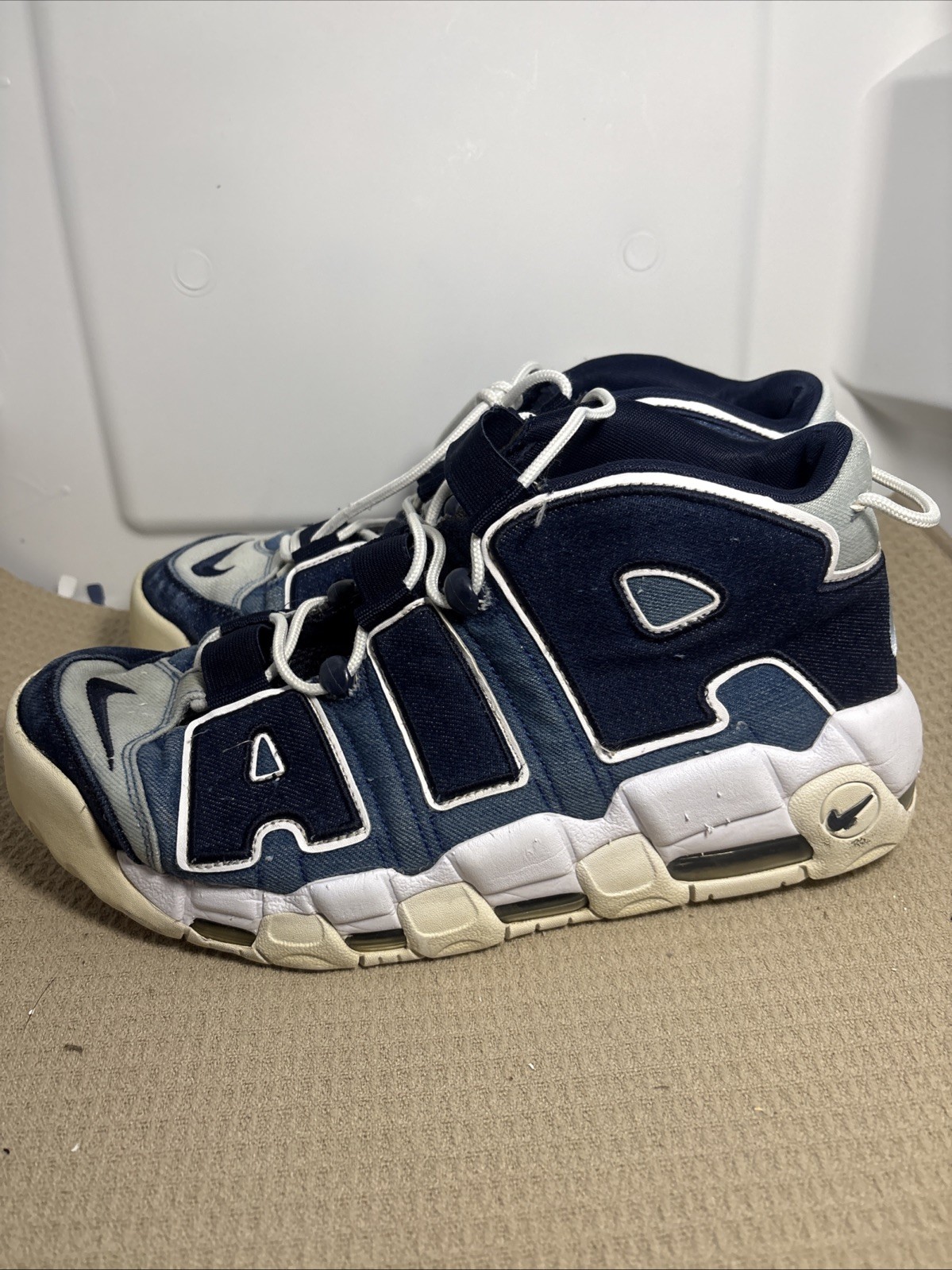 Nike Air More Uptempo 96 Denim CJ6125-100 Men's Blue White Shoes