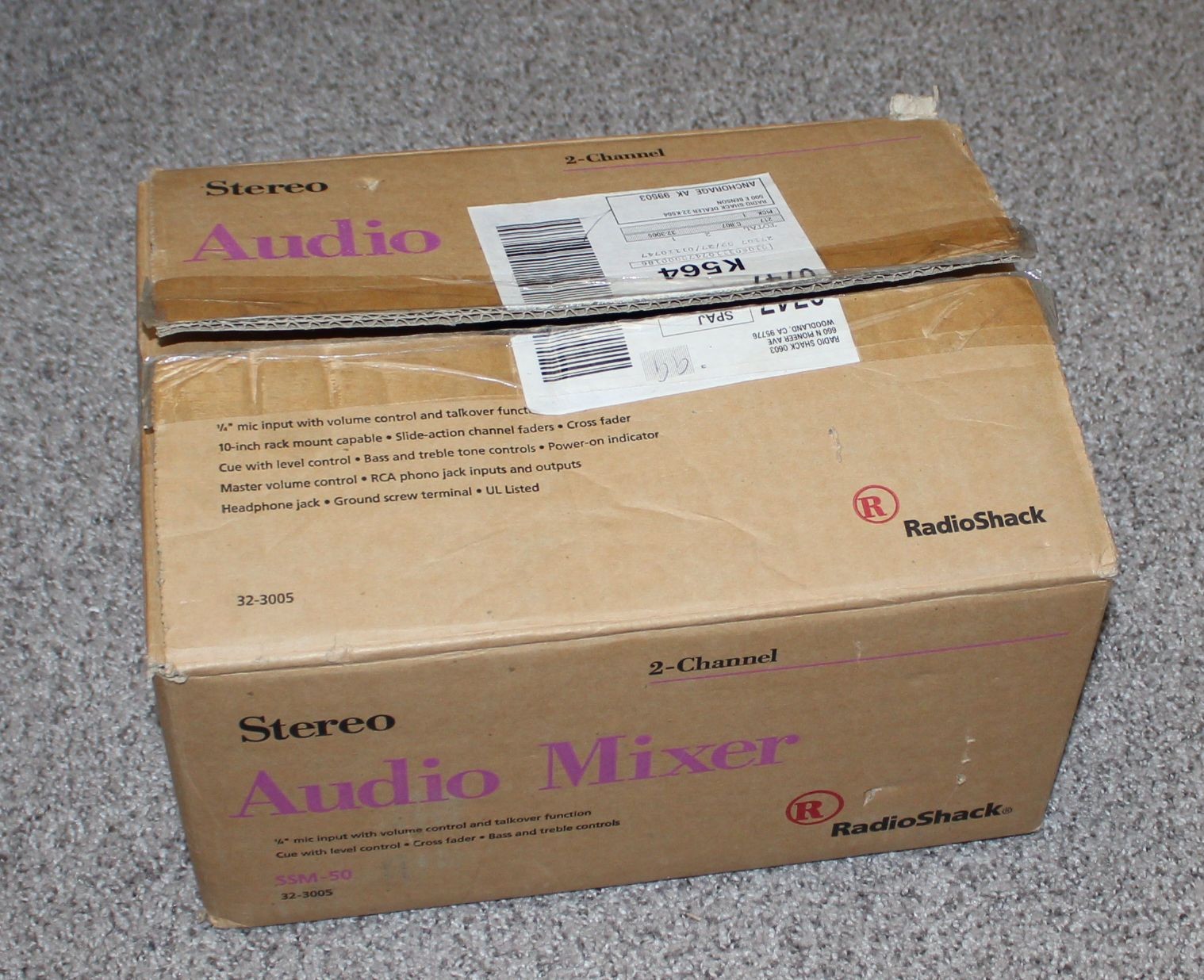 RadioShack SSM-50 Stereo Disco 2-Channel Mixer in original box #32-3005