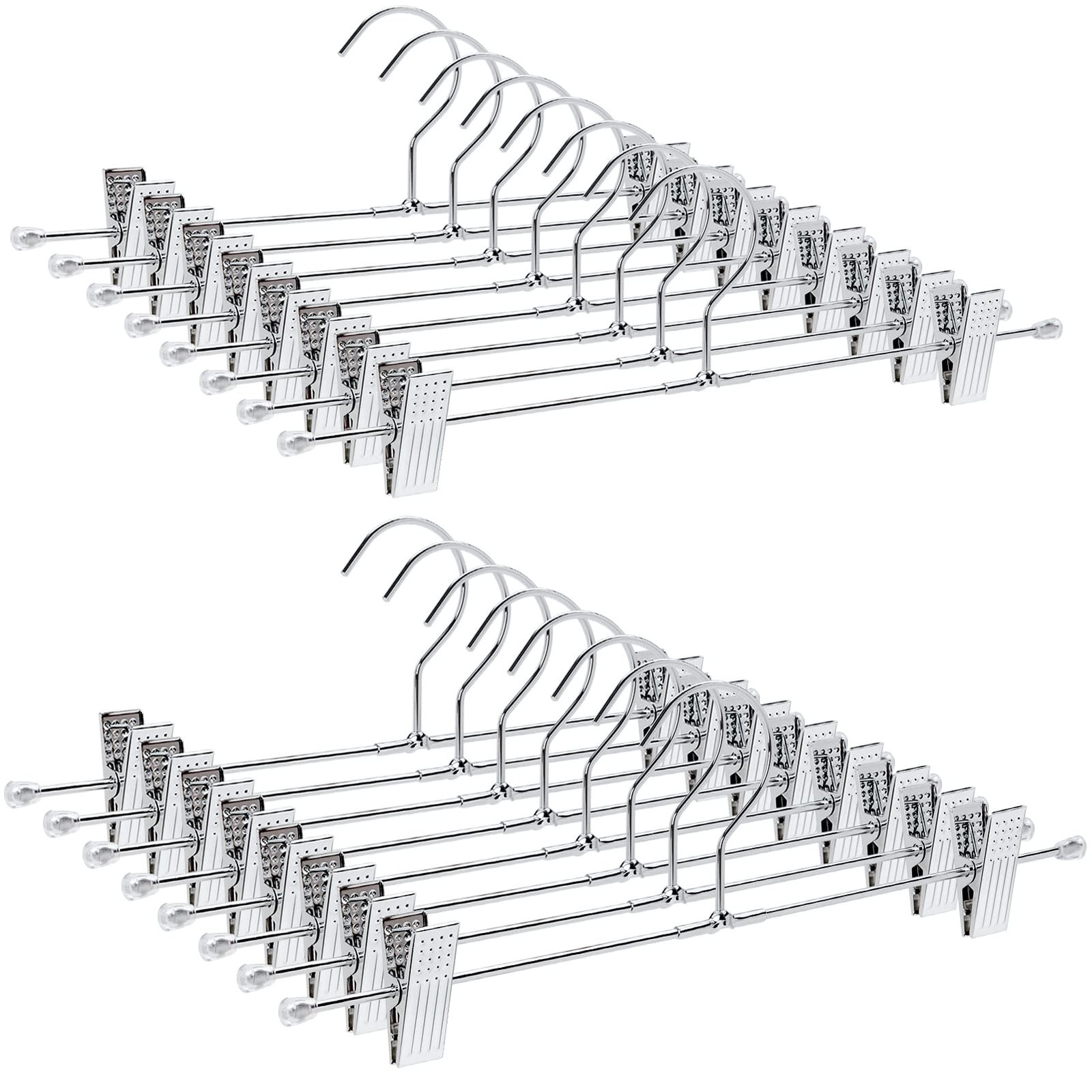 50 Pack Metal Pants Hangers with Clips, Heavy Duty Metal Skirt Hangers with 2...