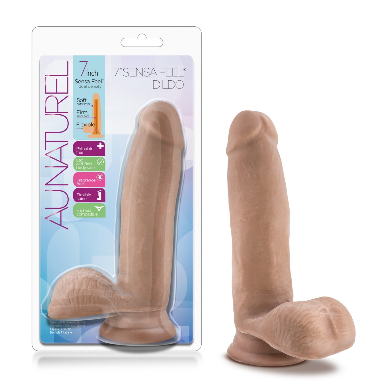 Blush Au Naturel- 7"Soft Realistic Sensa Feel Dual Density BBC Dildo-Suction Cup
