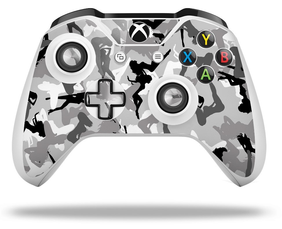 Skin for XBOX One S X Controller Sexy Girl Silhouette Camo Gray Vinyl Decal