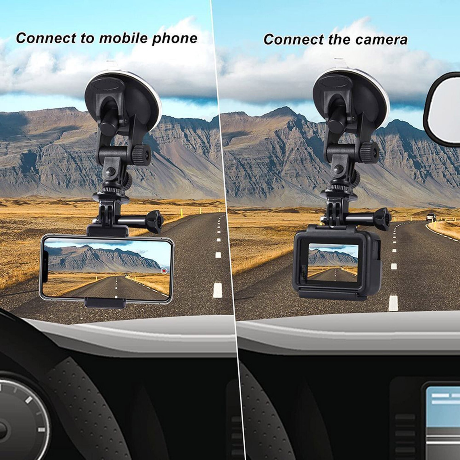 Windshield Suction Cup Car Mount Action Camera Bracket For GoPro Hero|DJI OSMO