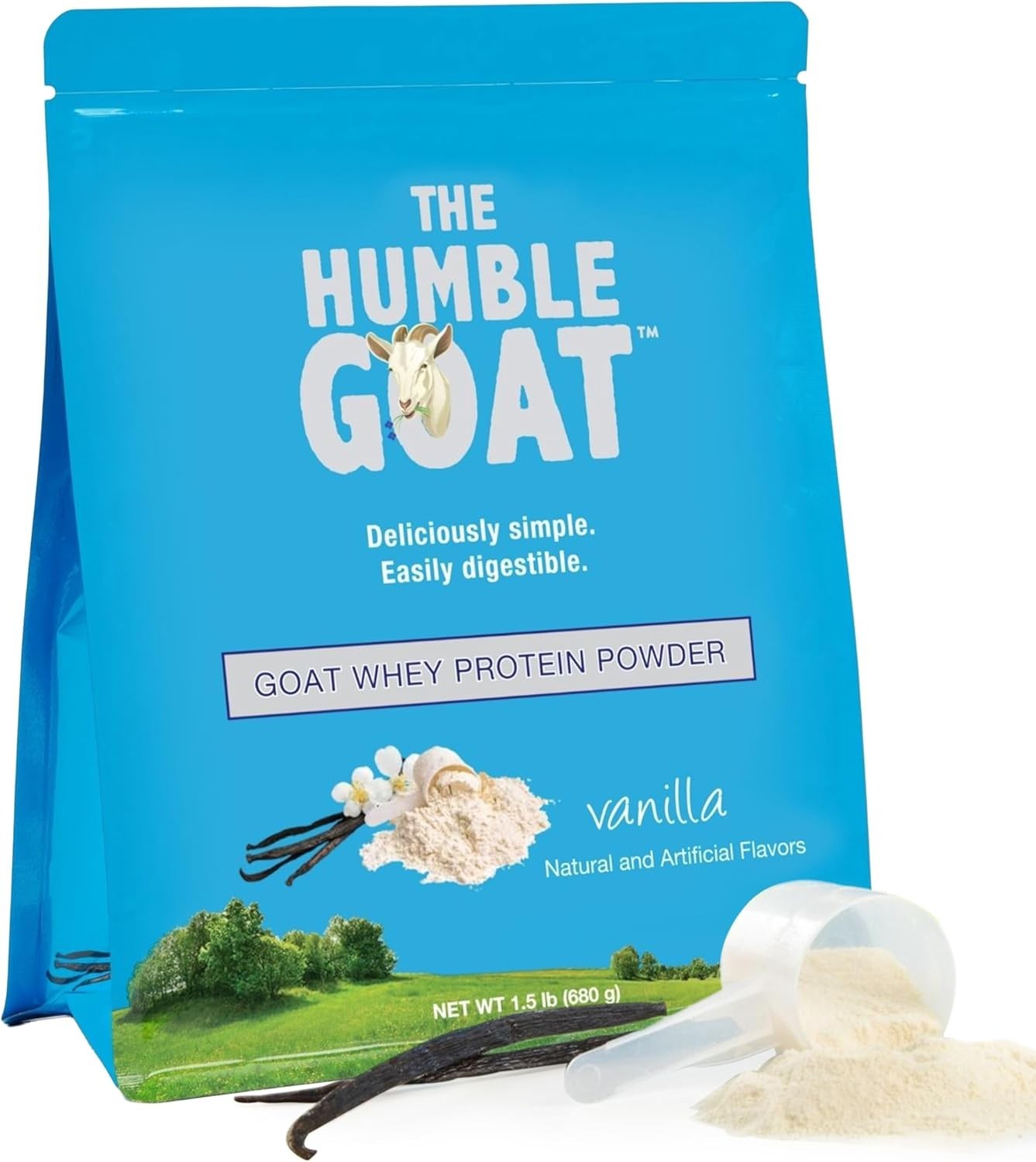 Grass Fed Whey Protein Powder Vanilla 1.5 lb – Made from Goat Milk, Easy to D...