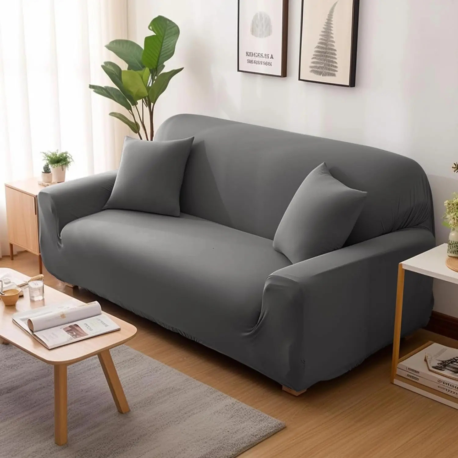 Solid Color Elastic Sofa Covers for Living Room Thicken Sectional Corner Slipcov
