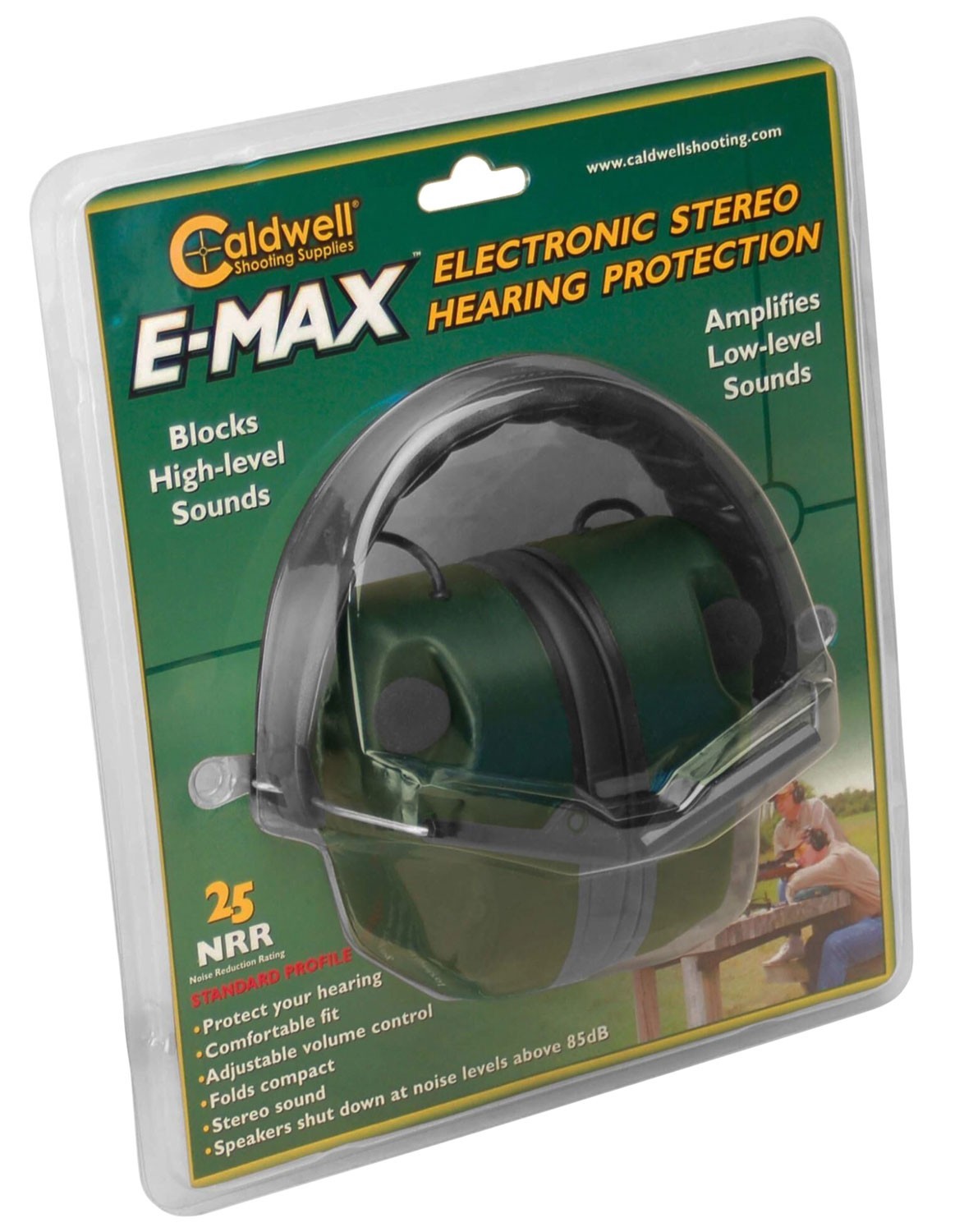 Caldwell 497700 E-Max Electronic Hearing Protection Earmuffs -Green