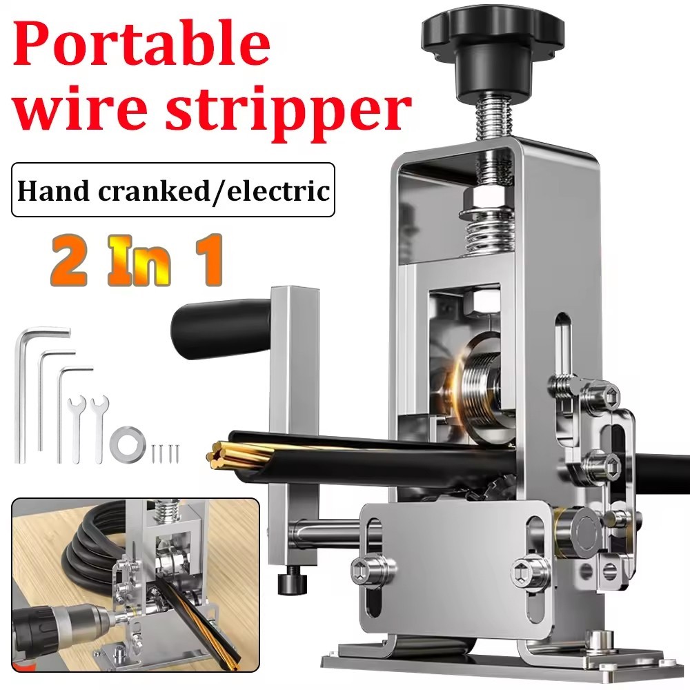 Manual Wire Stripper Stripping Machine 0.06-1 in Hand Crank or Drill 1-25MM