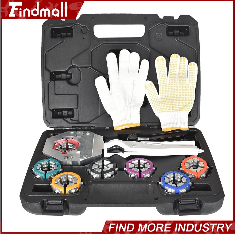 Findmall Crimping Tool A/C Hose Crimper Hydraulic Clamp A/C Set with 7 Dies Set