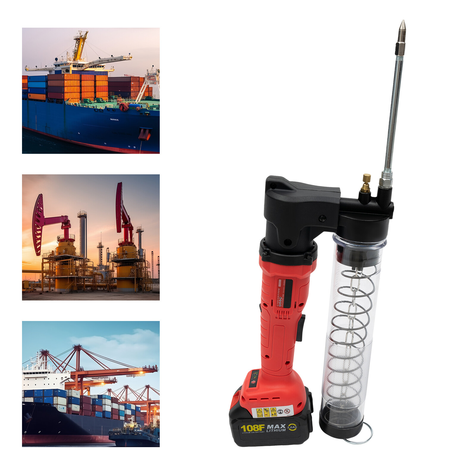 18V Electric Grease Gun Set Cordless Rechargeable Grease Gun Kit Battery Powered