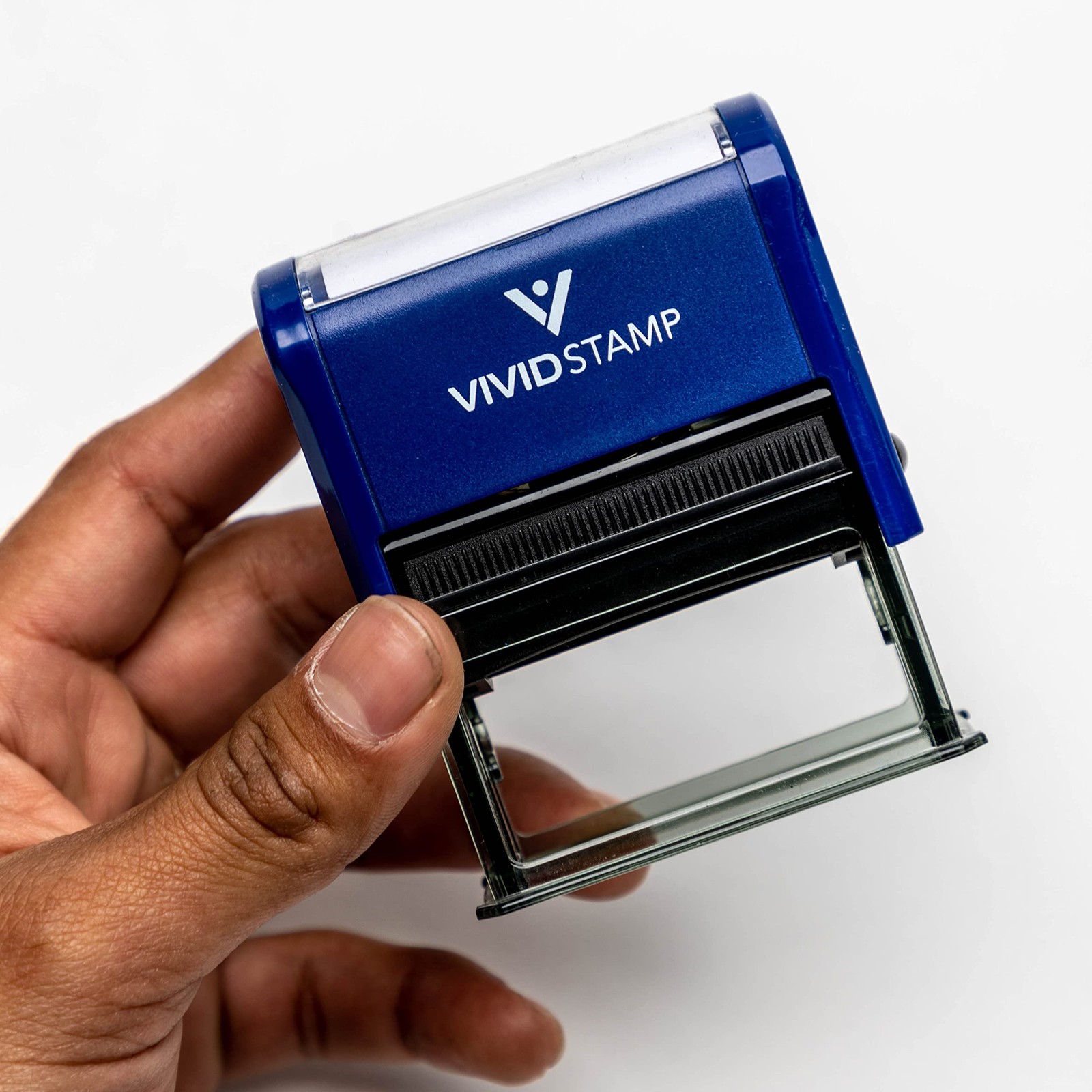 Blue Ink Basic Completed Self Inking Rubber Stamp Office Medium Size 2 PCS