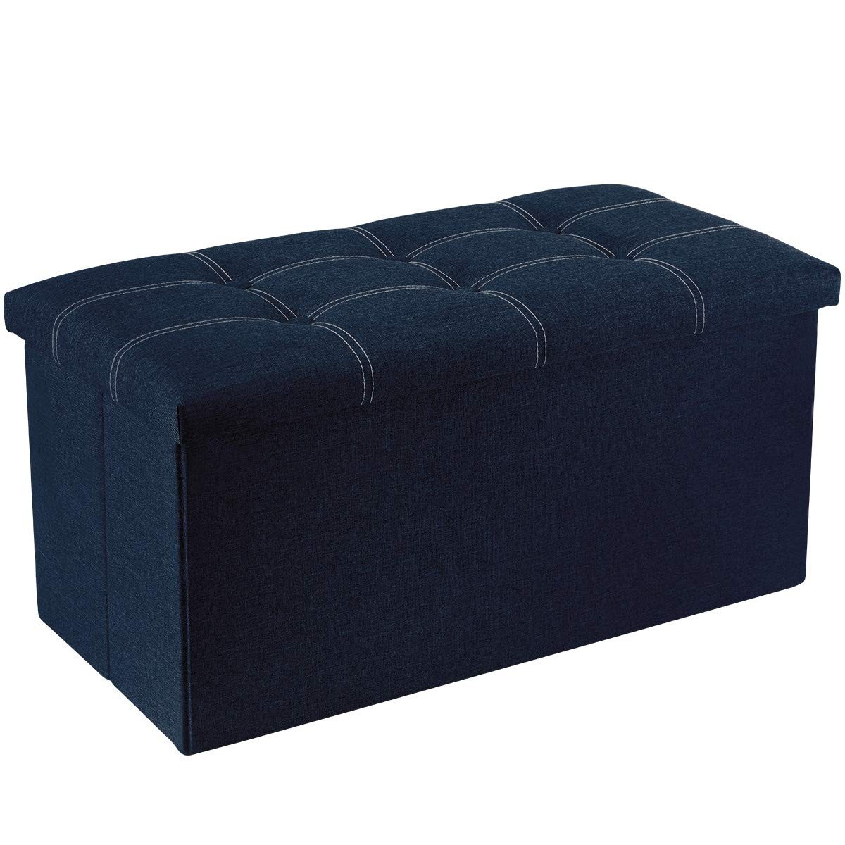 30 Inches Folding Storage Ottoman 80l Ottoman Bench Footrest Stool Linen Fabric