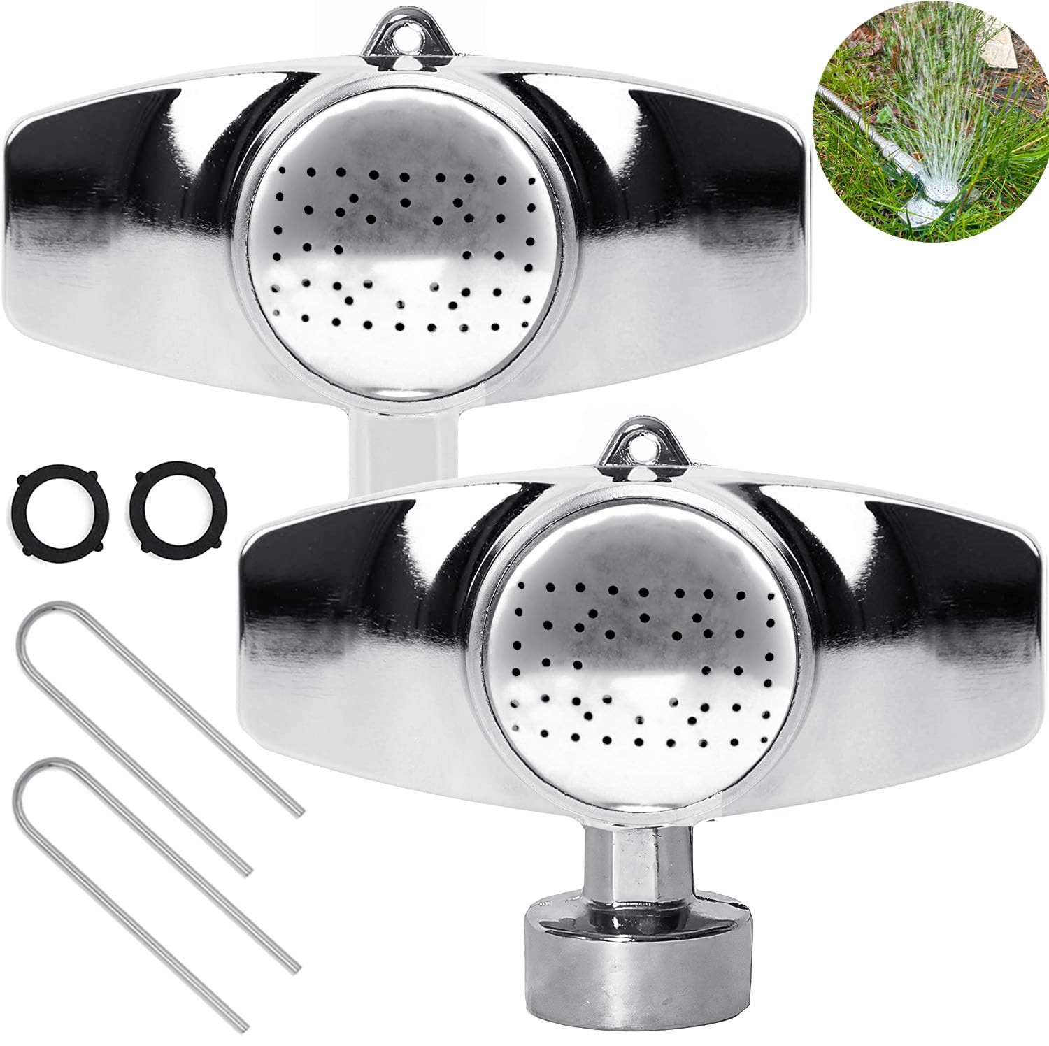 2Pack 360 Degree Metal Spot Sprinkler with Adjustable Water Flow for Lawn Garden