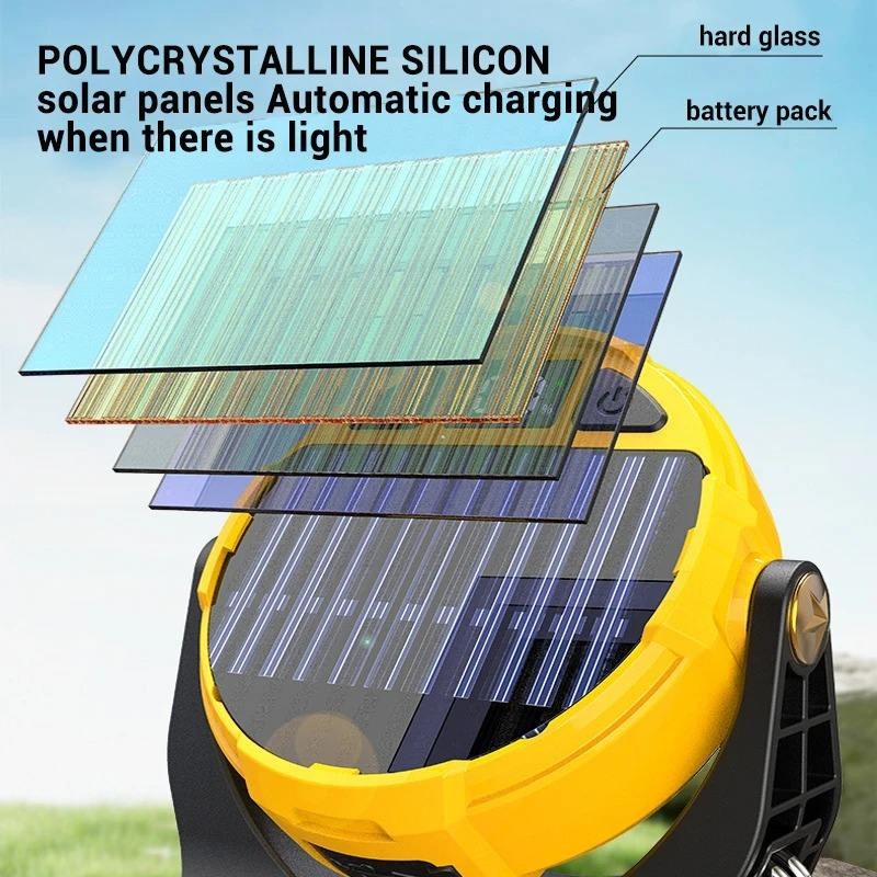 Portable LED Solar Work Light USB Rechargeable Emergency Worklight Security Lamp