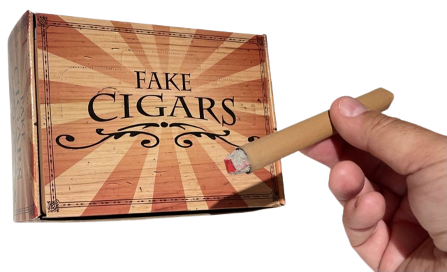FAKE CIGAR With Real Band Red Ash Trick Joke Gag Lit Prop Prank Smoking Costume