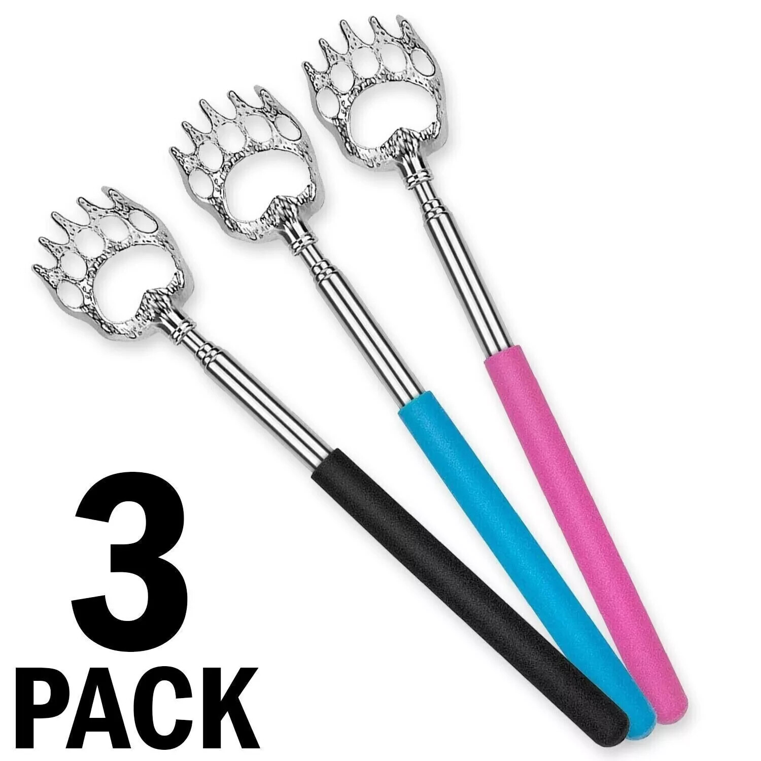 Bear Claw Telescopic Metal Back Scratcher Back Extendable Massager Gift 3 Pack