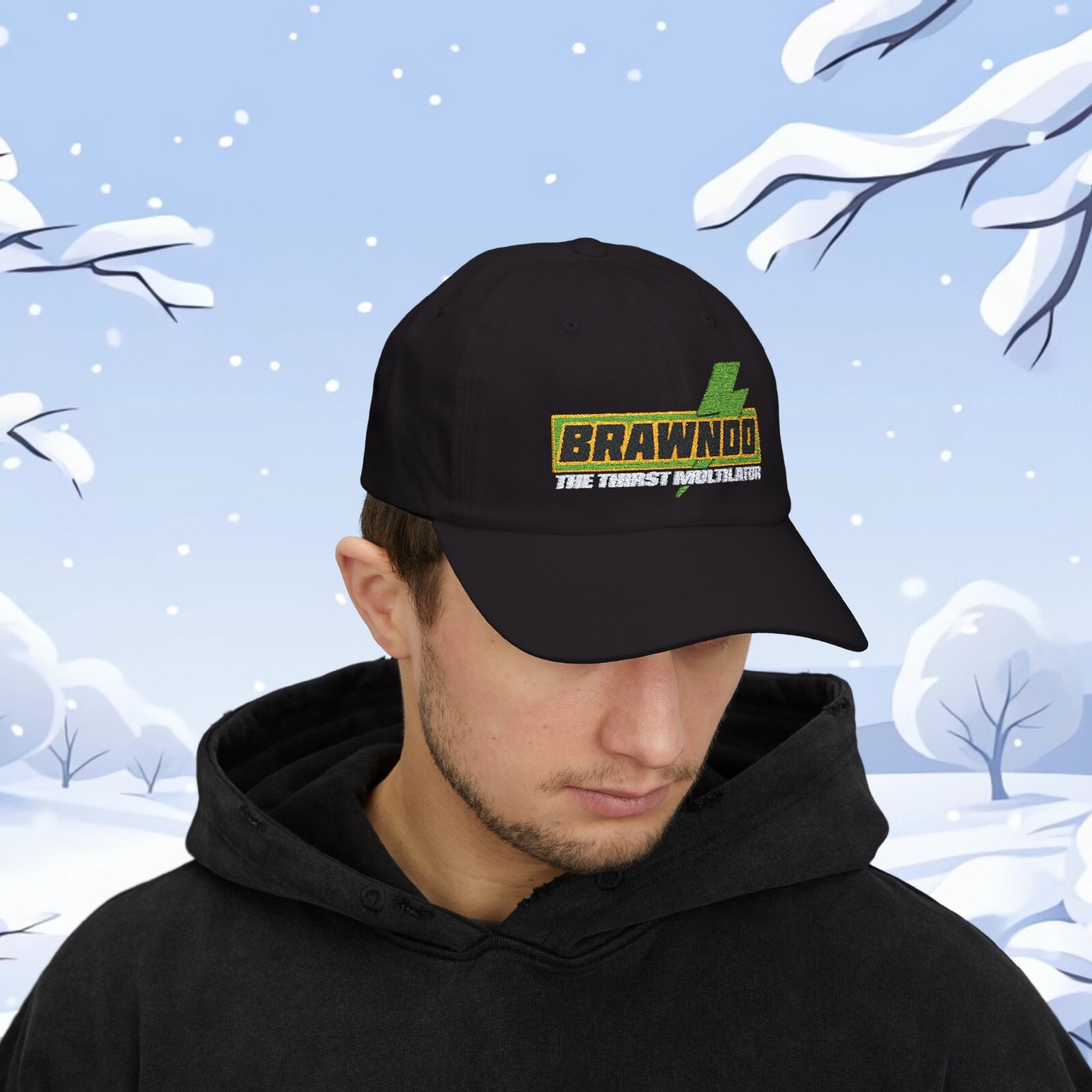 Brawndo Embroidered Logo Adjustable Black Color Classic Dad Hat