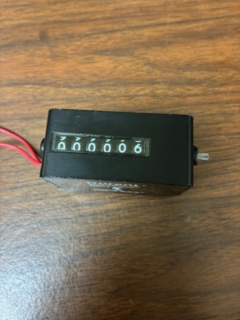 Durant 6-Y-1-MFU electromechanical counter, manufactured by Eaton Corporation