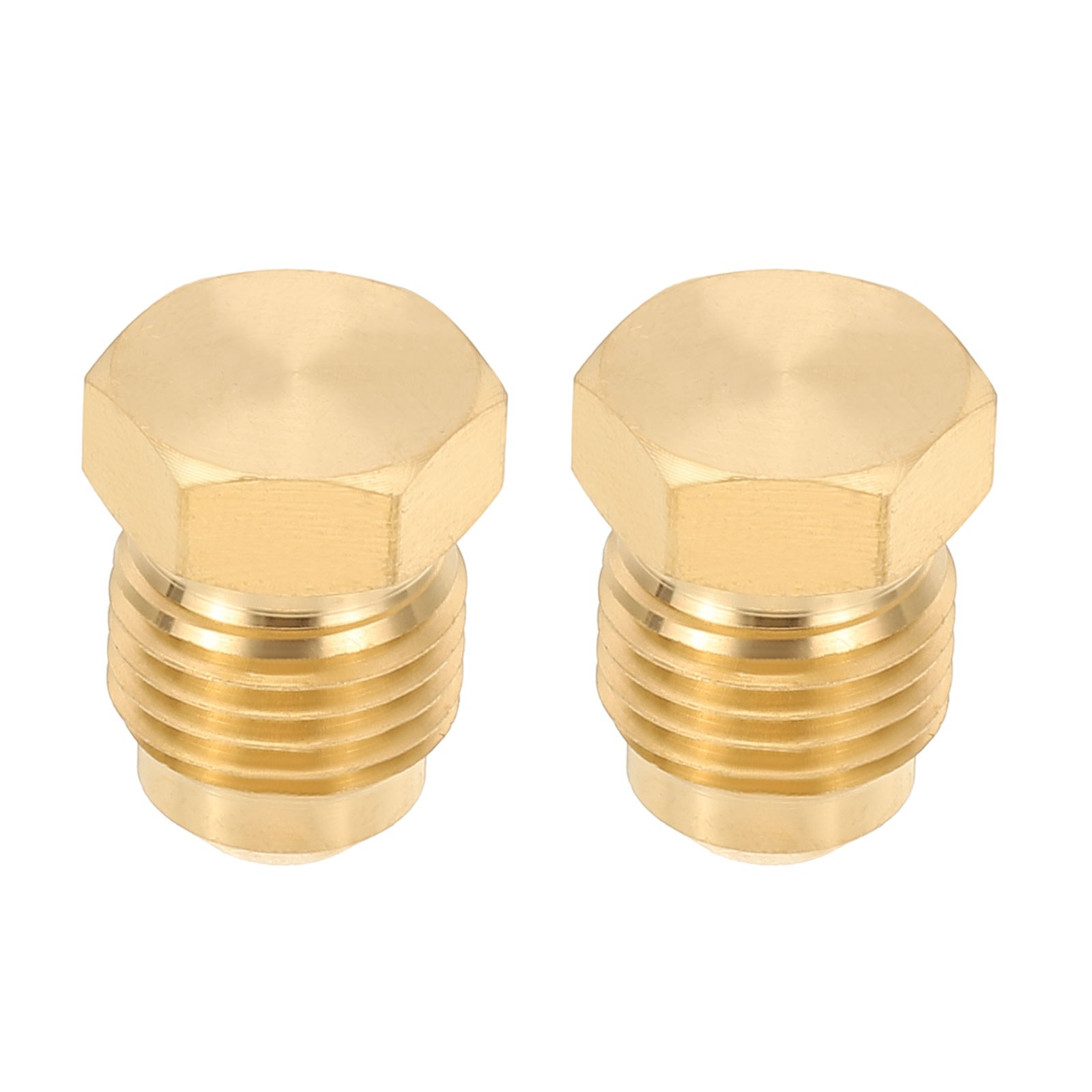 5/16" Brass Flared Plug, 2 Pack 45 Degree SAE Seal Tube Fitting, Brass Tone