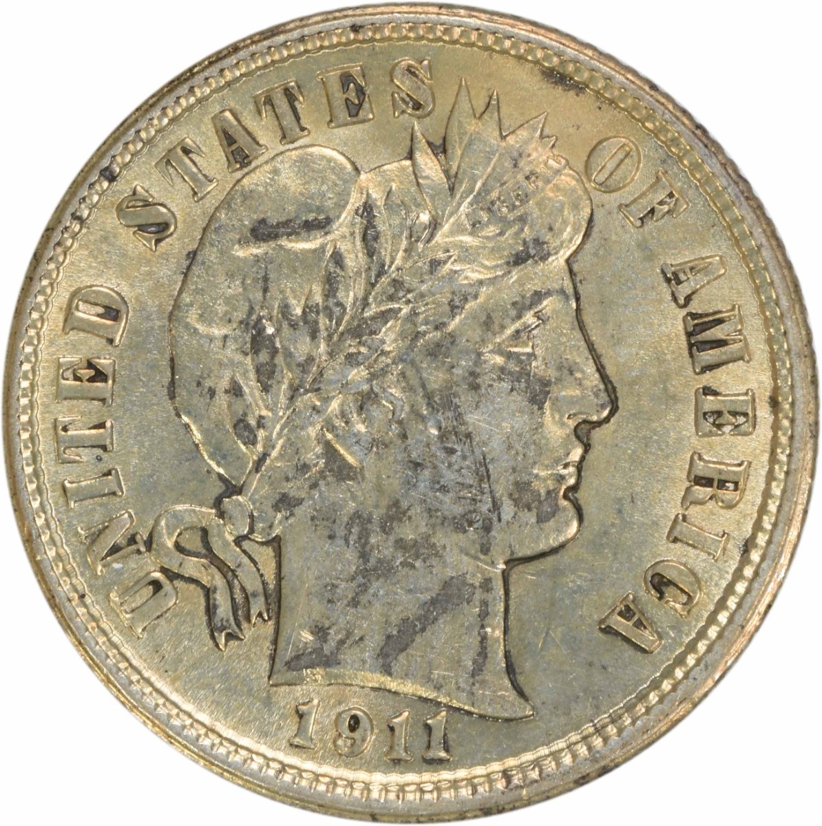 1911 Barber Silver Dime AU Slider Uncertified #900